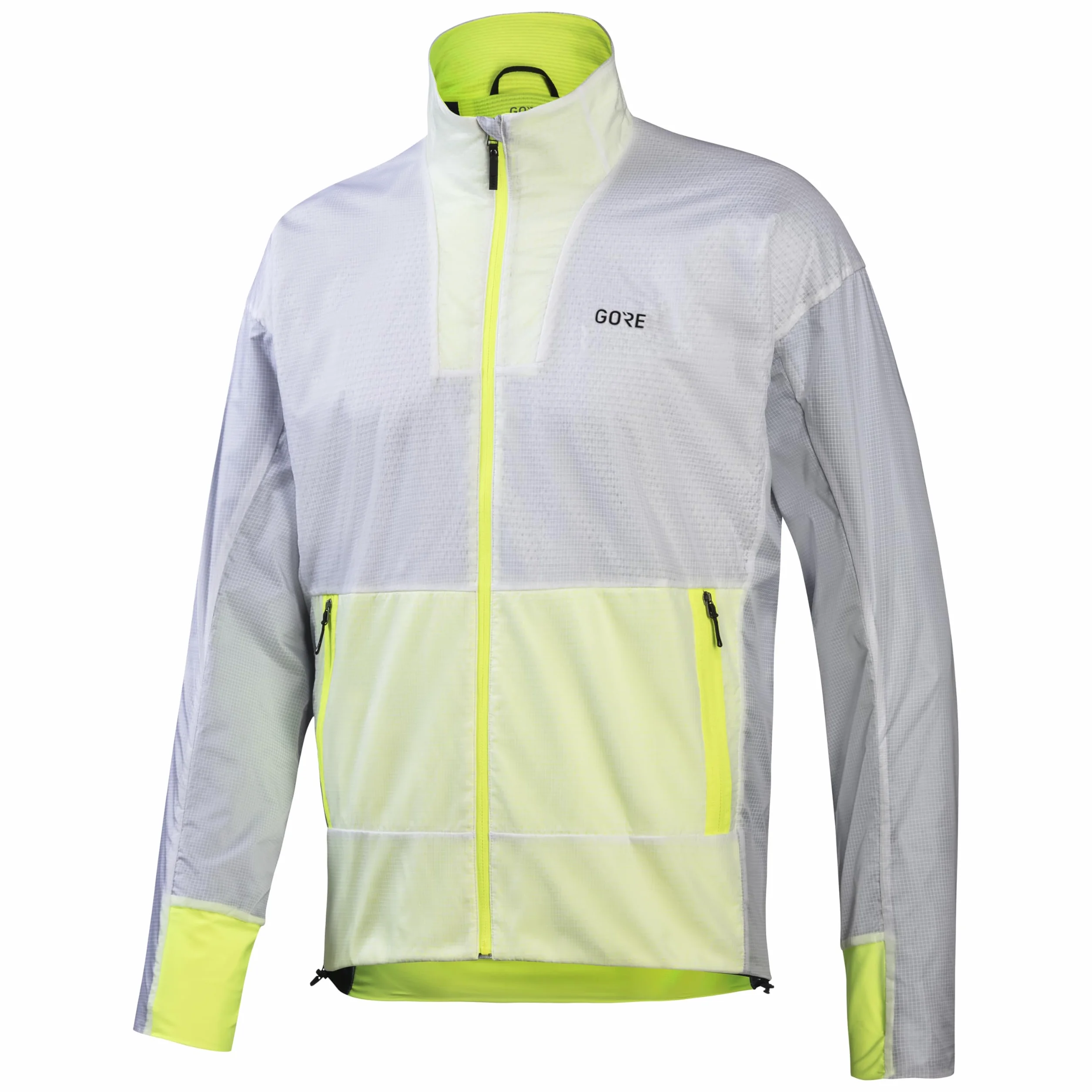 GORE WEAR Drive Męska kurtka do biegania, GORE-TEX INFINIUM, M, Biały/Neonowy żółty