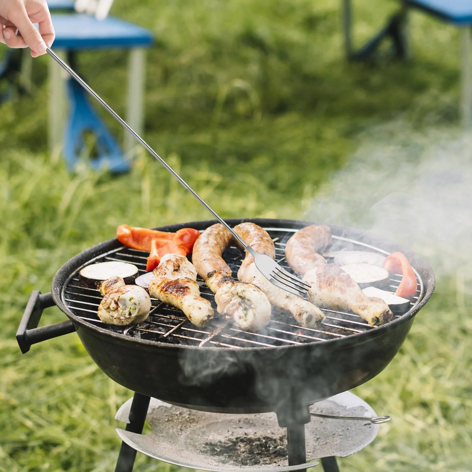 Wysuwany widelec teleskopowy ze stali nierdzewnej 60 cm do grilla i fondue