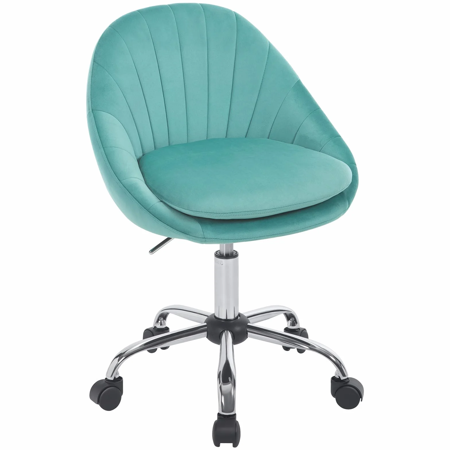 WOLTU Krzesło biurowe, ergonomiczne, obrotowe, z kółkami, obciążenie 150 kg, do gabinetu, sypialni, aksamitne, turkusowe, BS167ts