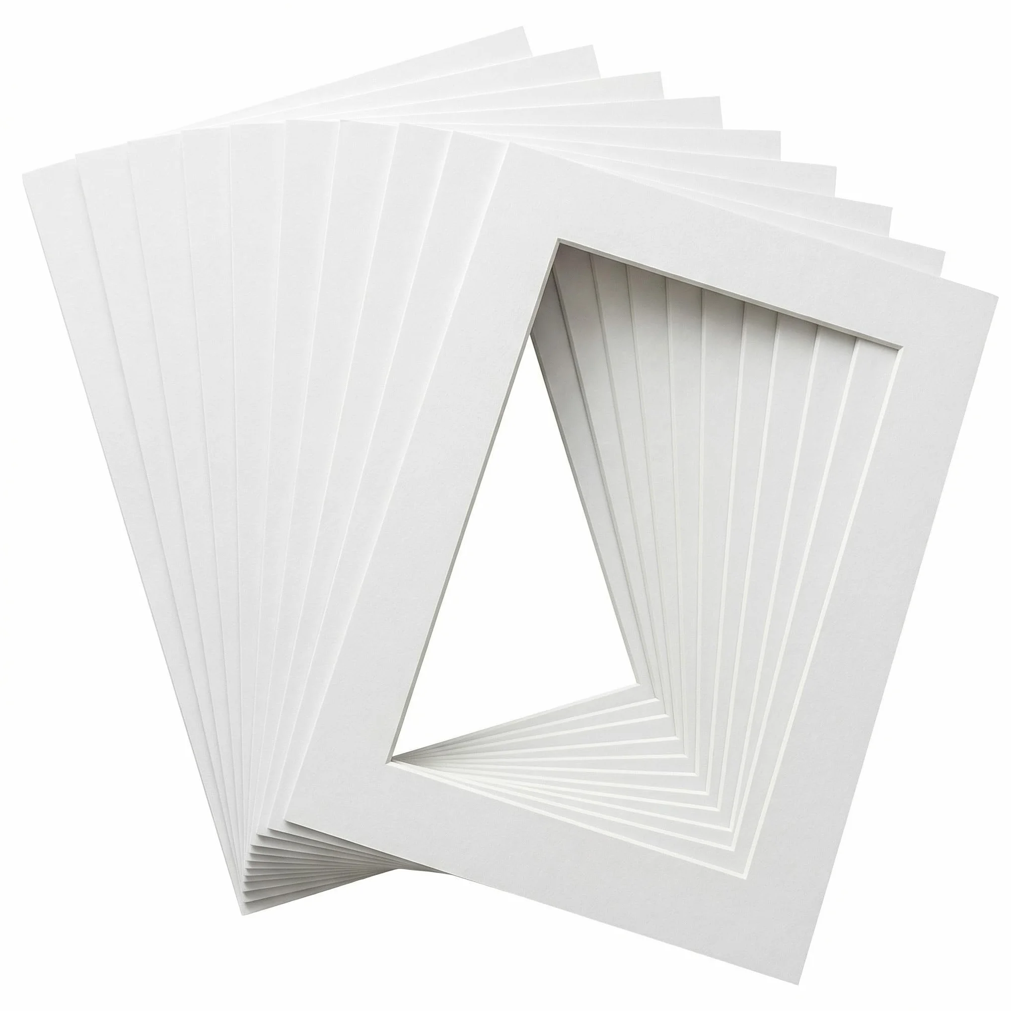 QWORK® Zestaw 12 Passepartouts Biały, Karton Paspertout 29,7 * 42 cm (A3) do zdjęć w formacie 21x29,7 cm (A4)