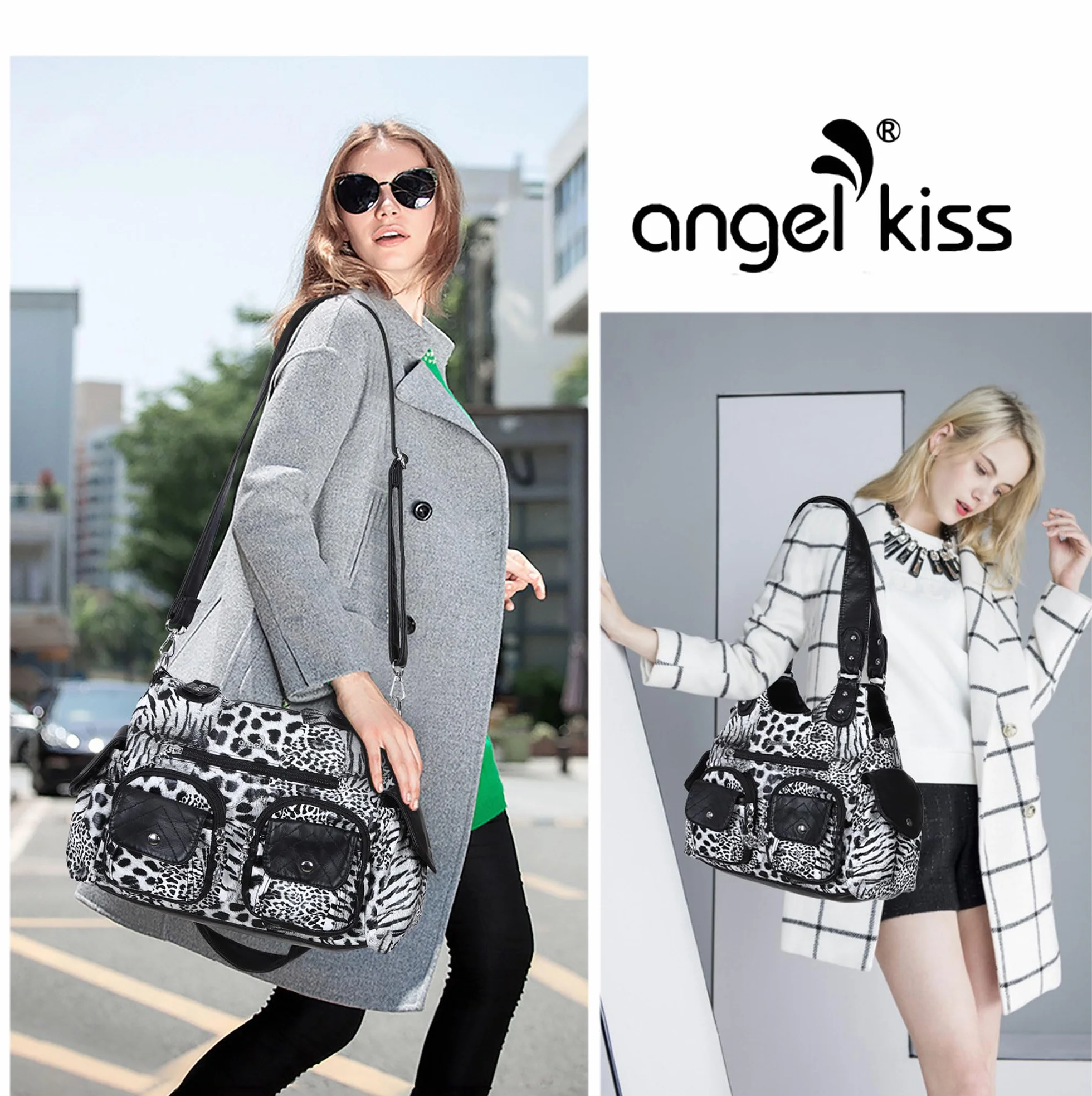 Angel Kiss Torebki dla kobiet, duża torba hobo, miękka skóra PU, torba na ramię dla kobiet