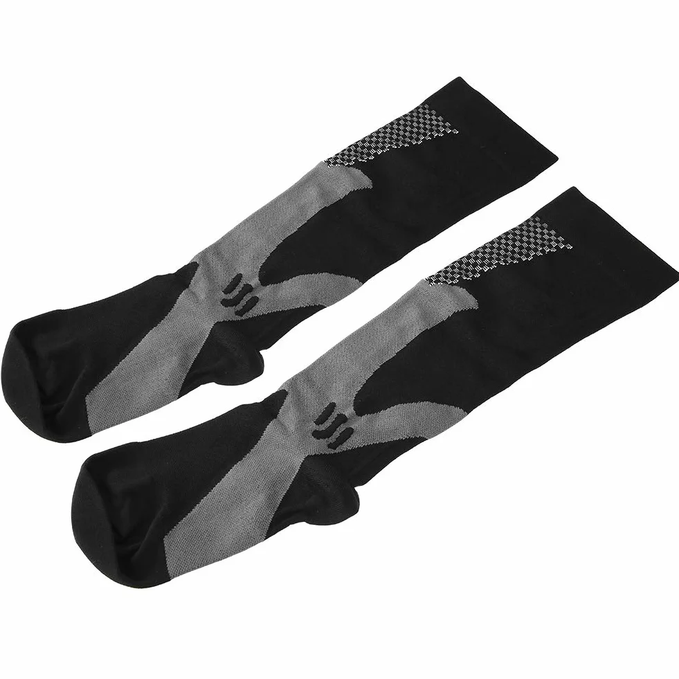 Unisex-Kompressionsstrümpfe, kniehohe Stützstrümpfe Stretch-Beinstützenstrümpfe für Frauen und Männer, die Reiseflugsport pflegen(L/XL-Schwarz)