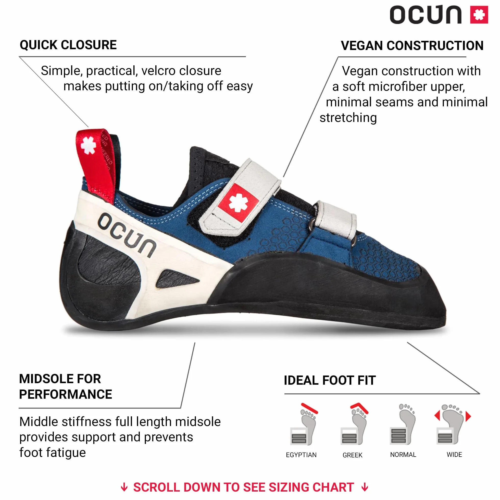 Ocun Advancer QC and Advancer LU Bouldering Shoe I Rock Climbing Shoe for Advanced Climbers, granatowy, 45 EU