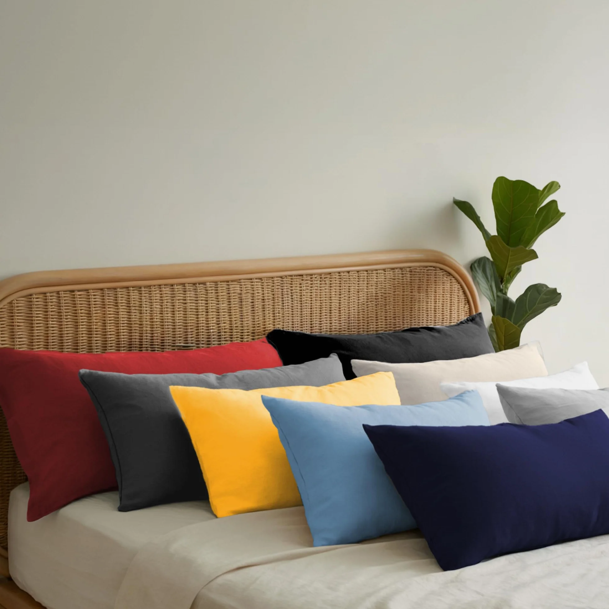 Dreamzie Poszewek na Poduszki (Zestaw 2) - Czerwony - na poduszki 50 x 70 cm - 100% bawełna dżersej 150 g/m2 - poszewka na poduszkę - odporna i hipoalergiczna