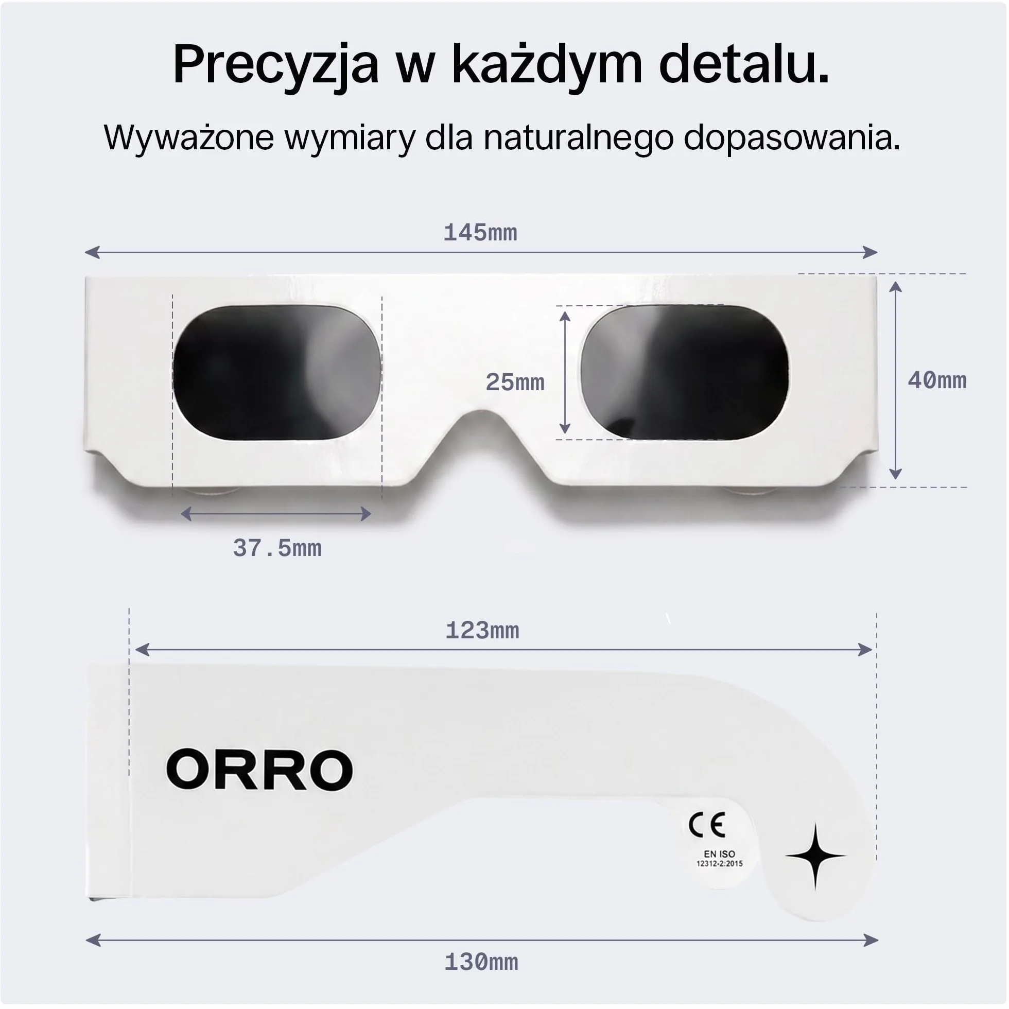 ORRO Okulary do Obserwacji Zaćmienia Słońca 40 mm, Zestaw 2/6/12 szt., Certyfikowana Ochrona Oczu, Testowane zgodnie z EN ISO 12312-2:2015, Oznakowanie CE do Bezpiecznej Obserwacji Słońca