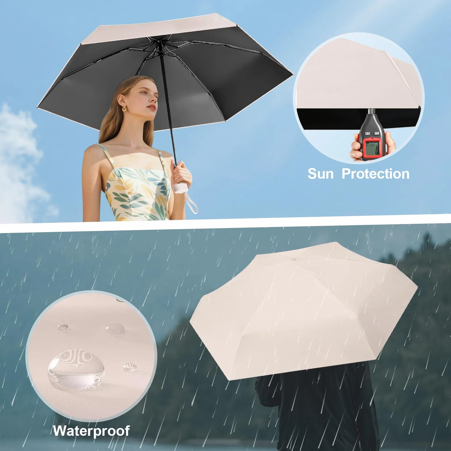 Parasol mini przenośny kompaktowy na deszcz ochrona przed słońcem