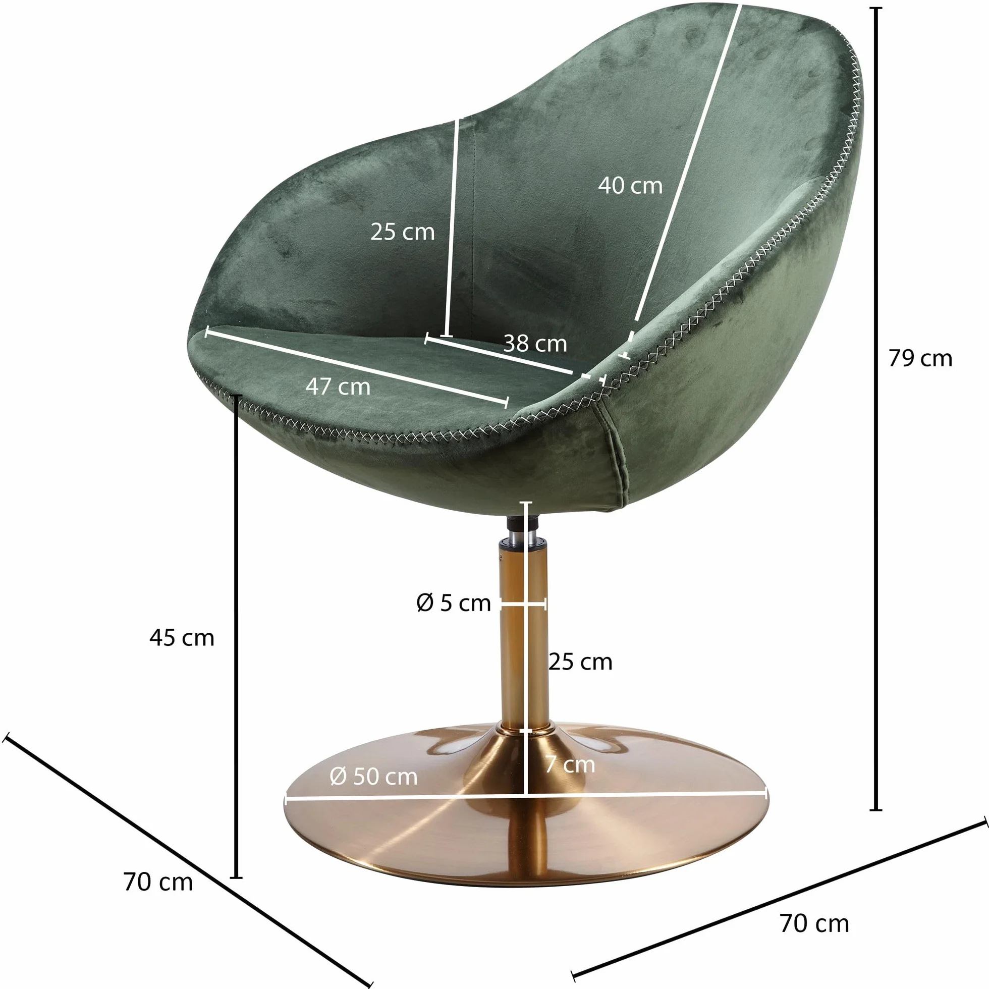 FineBuy wypoczynkowe FineBuy Krzesło obrotowe SIRAN o wymiarach 70 x 79 x 70 cm | Krzesło klubowe tapicerowane krzesło z podłokietnikiem | Obrotowy fotel | Fotel barowy dla gości | Fotel z pokrowcem z tkaniny