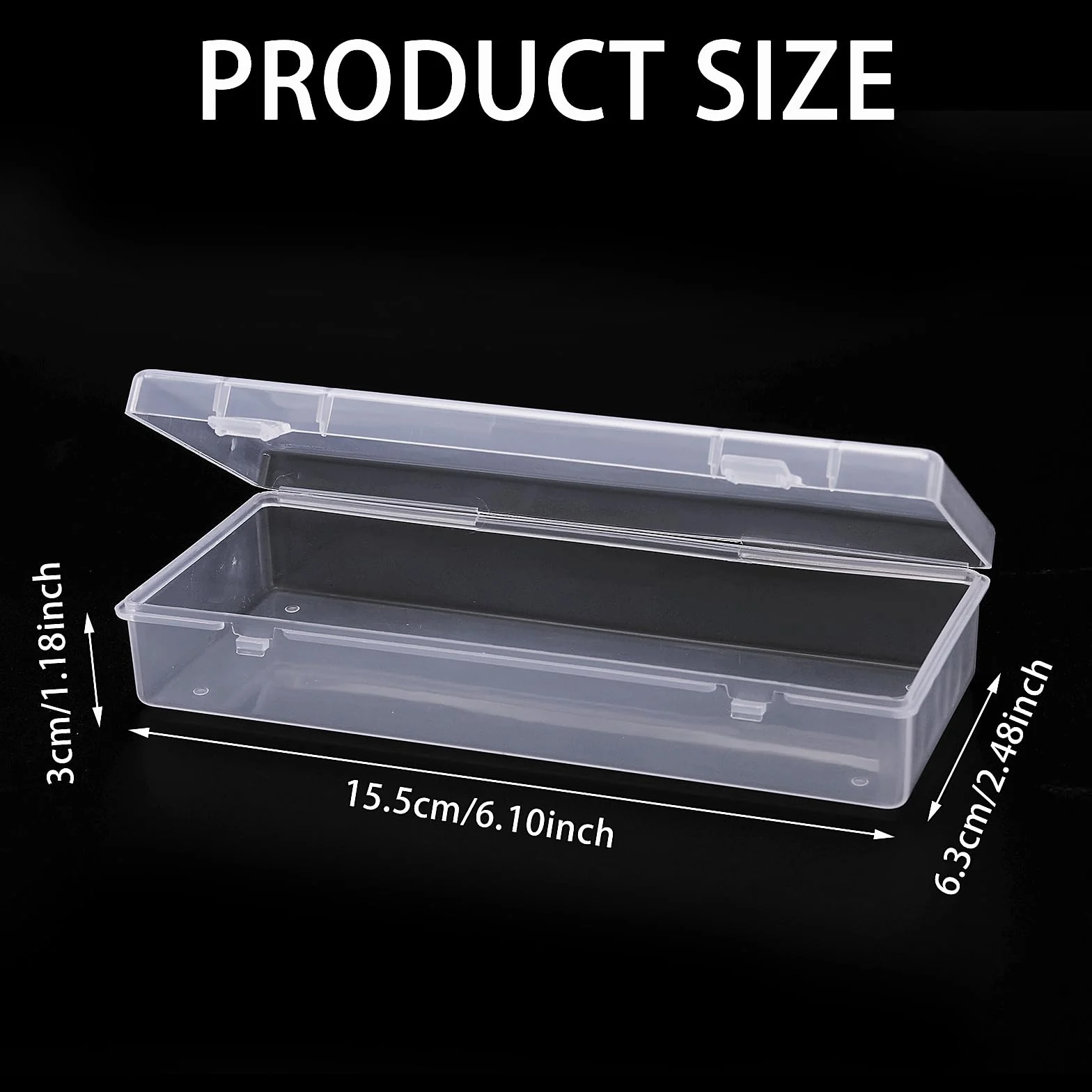 WLLHYF Małe plastikowe pojemniki do przechowywania z pokrywkami na zawiasach, 3 sztuki, prostokątne przezroczyste plastikowe pojemniki do przechowywania koralików, biżuterii i rękodzieła (6 x 7 x 3 cm)