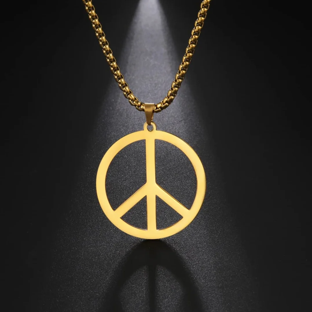 Znak Pokoju Symbol Naszyjnik Geometryczny Duży Okrągły Naszyjnik Hippie Party Dressing Akcesoria Biżuteria Prezenty Mężczyźni