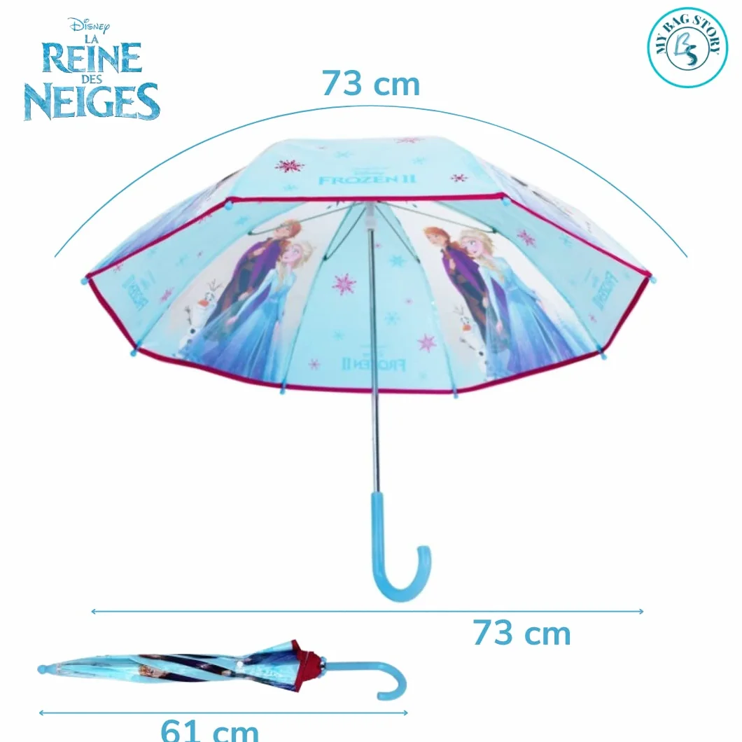 mybagstory - Parasol dla dzieci - Królowa Śniegu - Niebieski - Przedszkole - Wakacje - Parasol dla dziewczynki - 73 cm - Pomysł na prezent - Lekki - Kompaktowy - Otwieranie ręczne - Odporny - Odporny