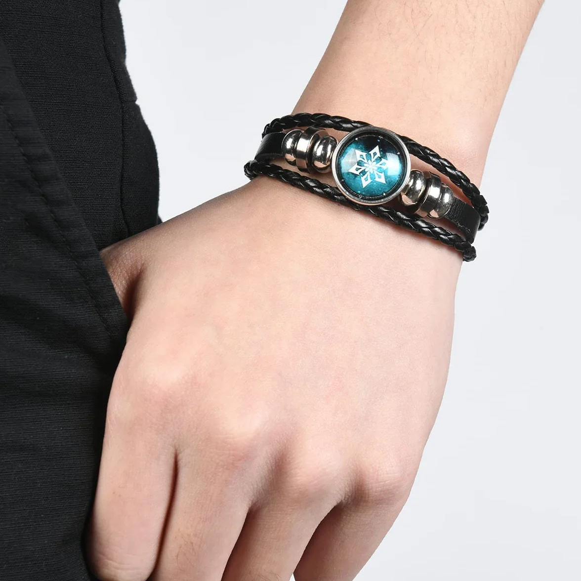 Aucuu Bransoletka Genshin Impact, unisex, Animne, świecąca bransoletka, Boże oko, cosplay, prezent, szczęśliwa opaska na nadgarstek z 7 elementami, zamiennik, ogień, lód, wiatr, trawa, skała, grzmot,