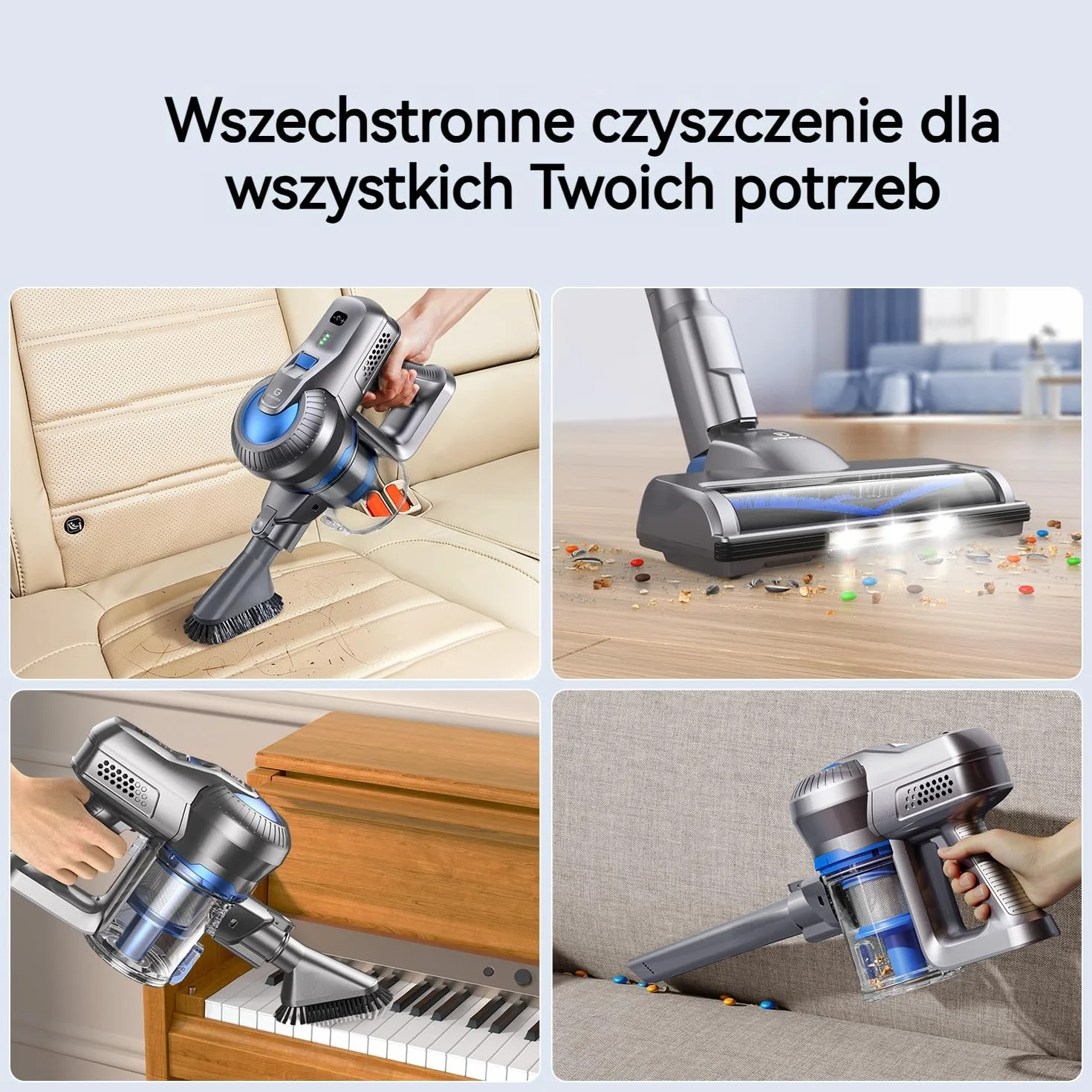 Greenote Bezprzewodowy Odkurzacz 23000Pa 6w1 Pionowy z LED 35min 1.5kg