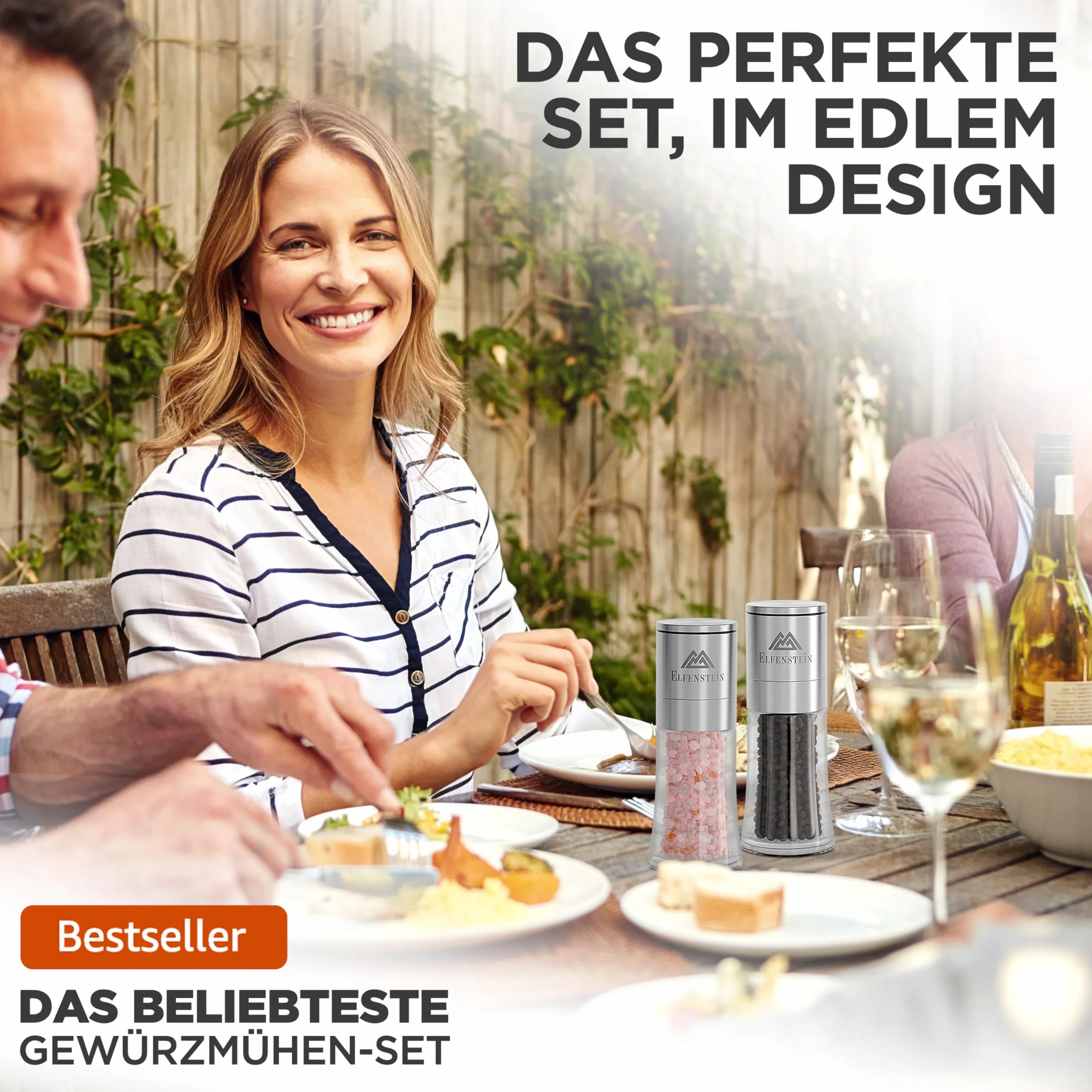 Elfenstein zestaw młynków do przypraw ze stali nierdzewnej ceramiczny regulowany