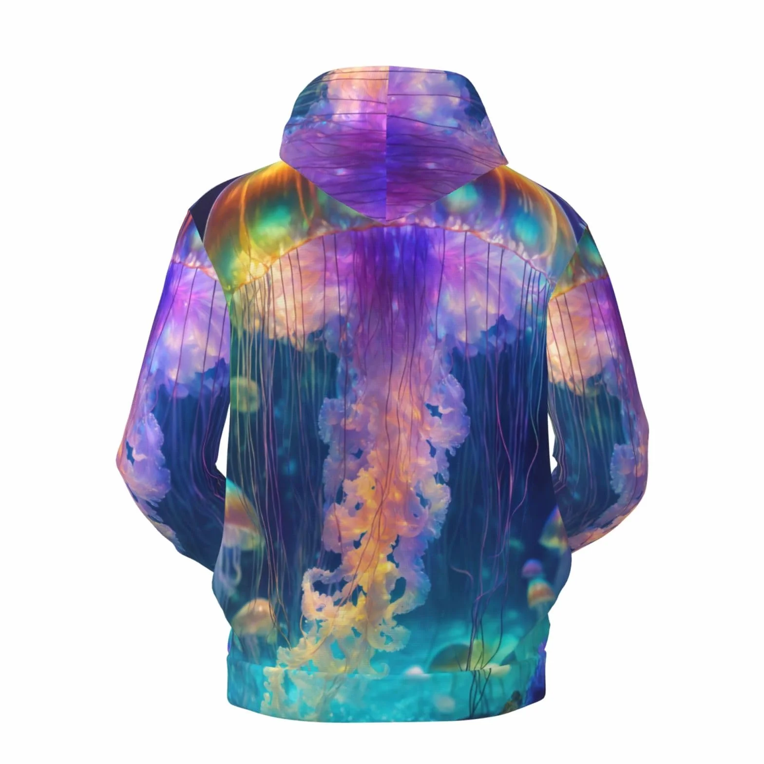 Męska bluza z kapturem z nadrukiem oceanu meduzy, casualowa grafika z nadrukiem bluzy z kapturem z kieszenią