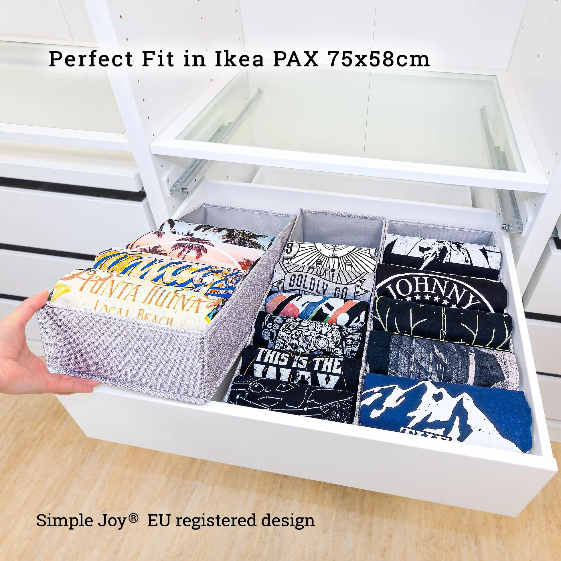 Simple Joy Organizer PAX75 3 przegródki Zestaw 3 szt Organizer do szuflad kompatybilne z Ikea
