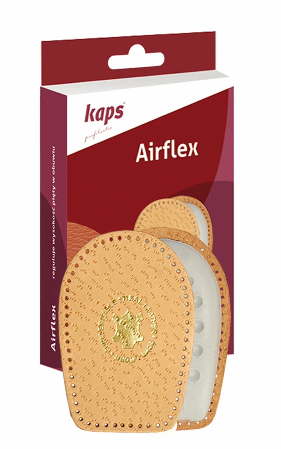 Kaps Airflex - Skórzana Wkładka Pod Piętę z Poduszką z Pianki, Podpiętka Ortopedyczna do Butów dla Kobiet i Mężczyzn (Mężczyźni / 7-9 UK / 41-43 EUR)