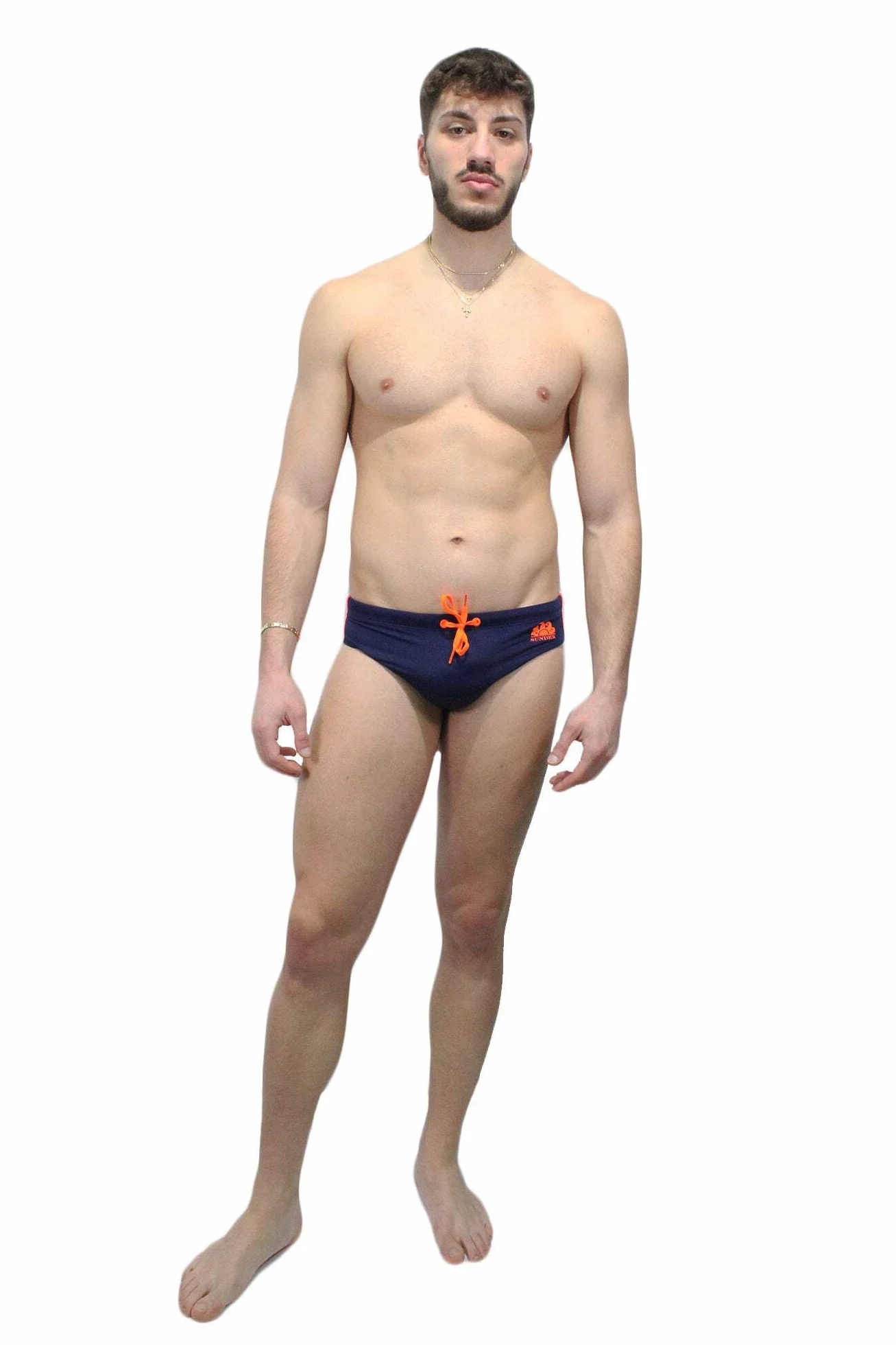 Sundek Costume Slip M279SSL3000 Diwalter Swim 00724 Navy 24 M/Blu Arancio fluo