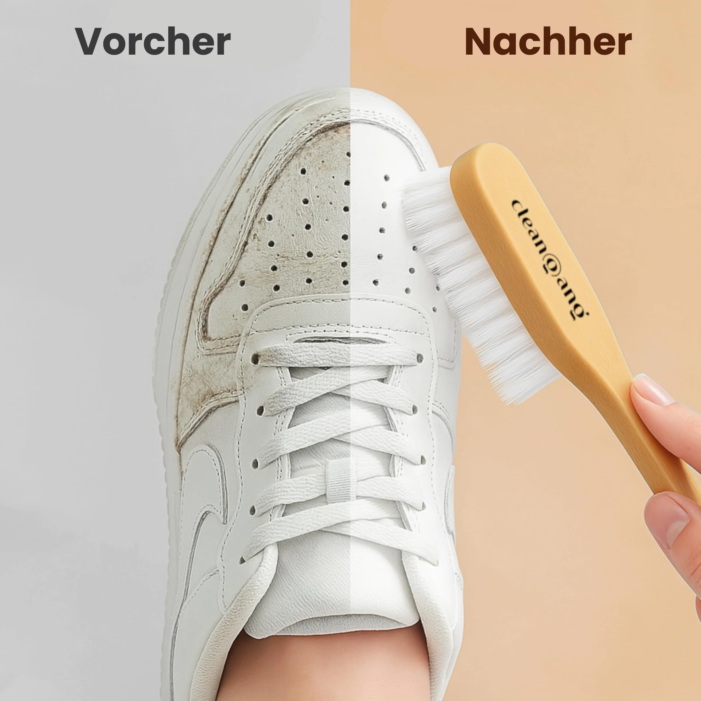Cleangang Szczotka do czyszczenia sneakersów Boot Champ do delikatnego czyszczenia tekstyliów, skóry – wysokiej jakości szczotka do butów z syntetycznym włosiem – szczotka do czyszczenia sneakersów,