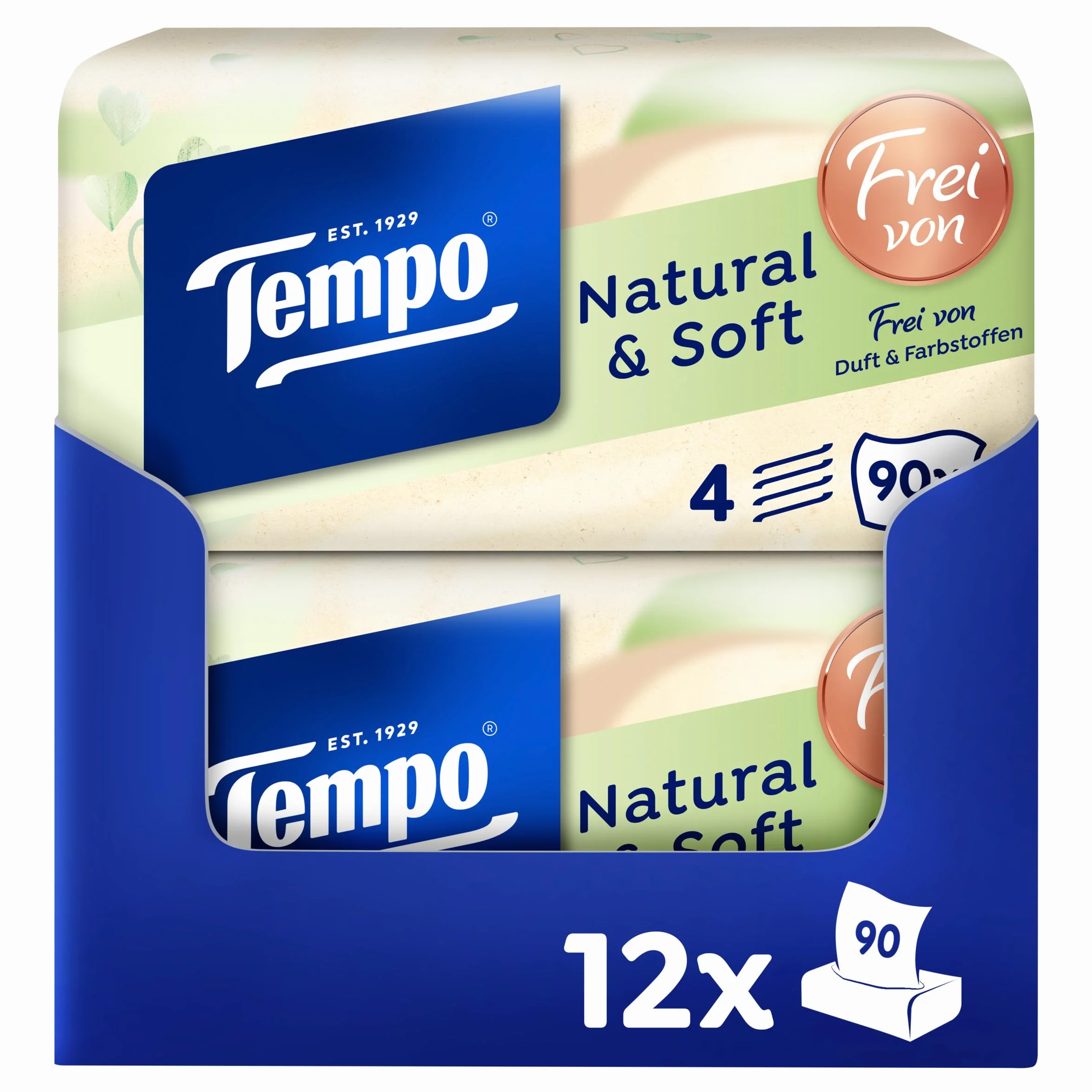 Tempo Chusteczki higieniczne natural & Soft pudełko na chusteczki higieniczne, 12 sztuk
