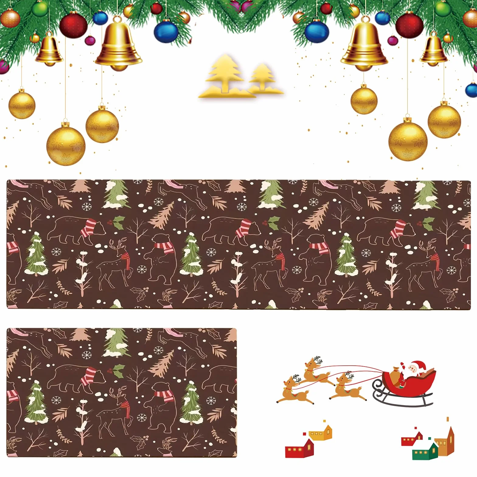 Świąteczne maty kuchenne na podłogę, dywaniki kuchenne, antypoślizgowe, zmywalne, okrzemkowe, miękkie maty kuchenne, amortyzowane, odporne na zmęczenie, mata podłogowa, do dekoracji kuchni, dekoracji