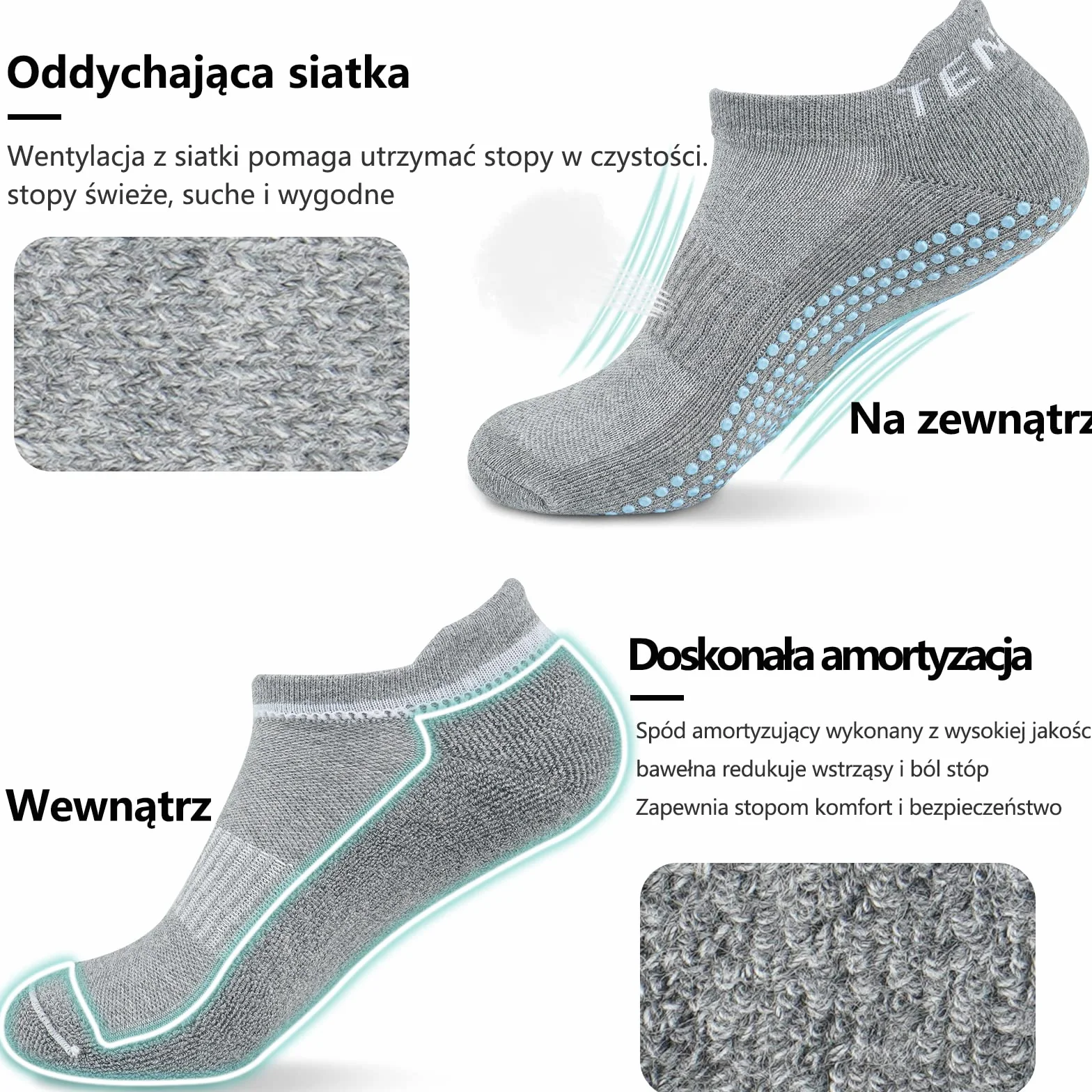3 pary antypoślizgowych skarpet do jogi, pilatesu, szpitala, antypoślizgowe stopery dla kobiet i mężczyzn, do domu, treningu, uprawiania sportu