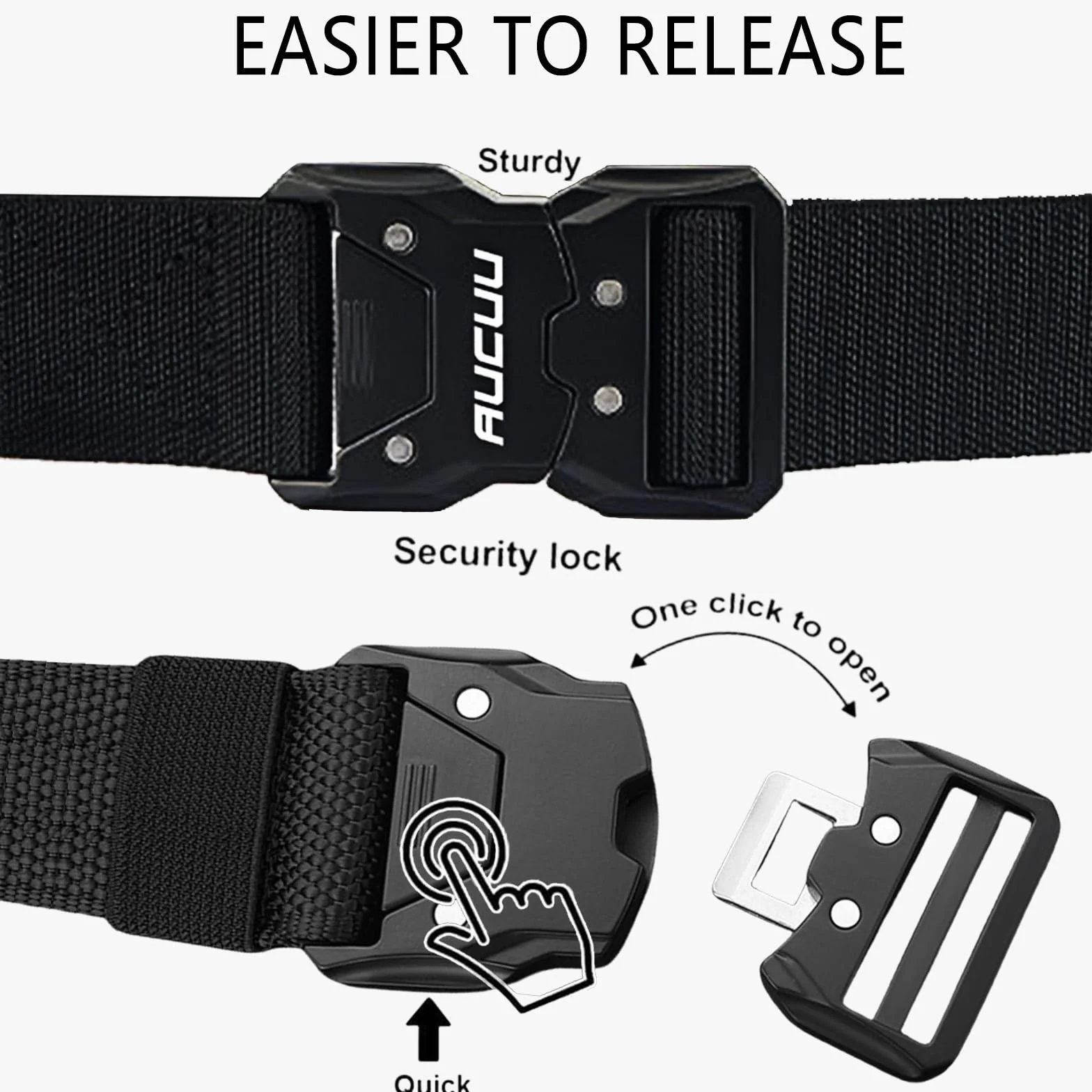 Aucuu Pasek taktyczny Quick Release, 135 cm, czarny
