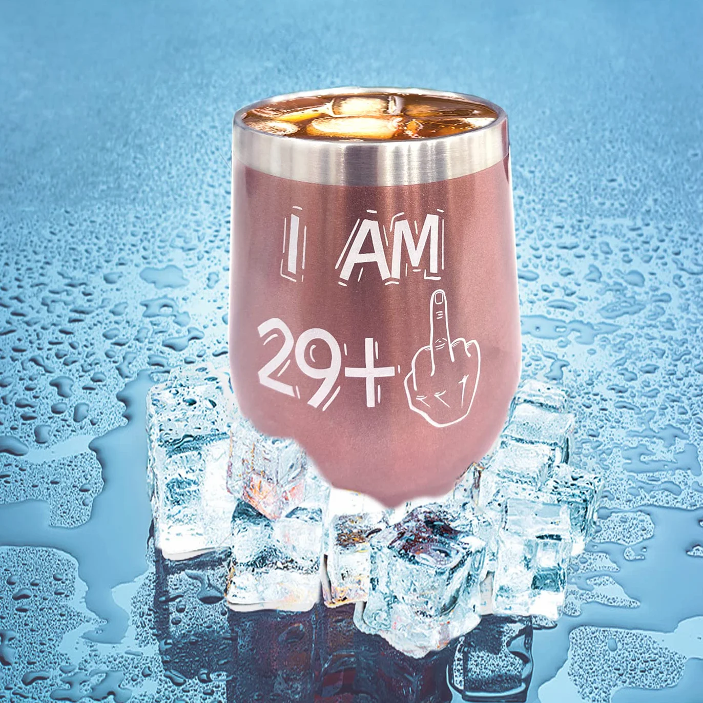 BOKALAKA Kubek do wina stal nierdzewna 350 ml 12 oz prezent na 30 urodziny kobiet