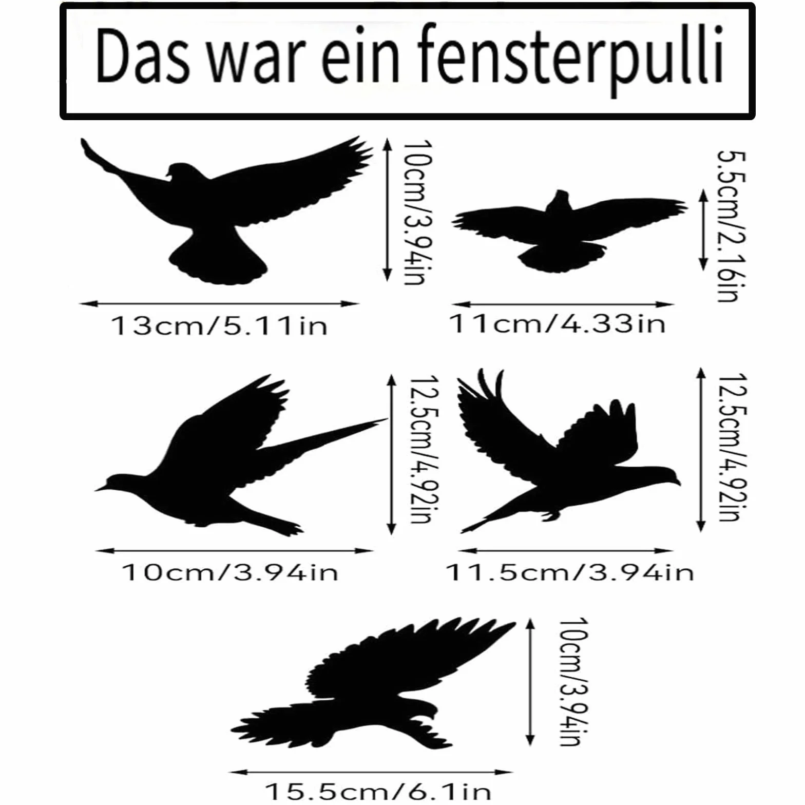 Naklejki na okna ochrony przed ptakami, antykolizyjne, czarne, duże, 22 sztuki