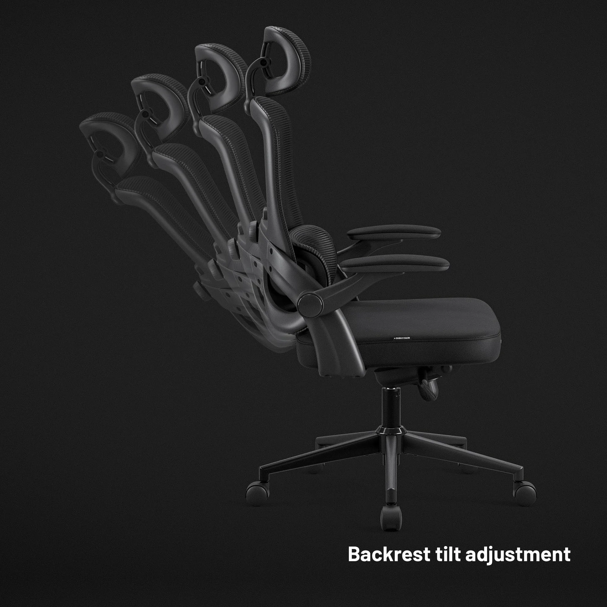 Diablo Ergonomiczny Fotel Biurowy V-Light | Regulowane Podłokietniki, Oddychająca Tkanina, 4 Poziomy Regulacji Oparcia, Regulowany Zagłówek, Podparcie Lędźwiowe (Czarny)