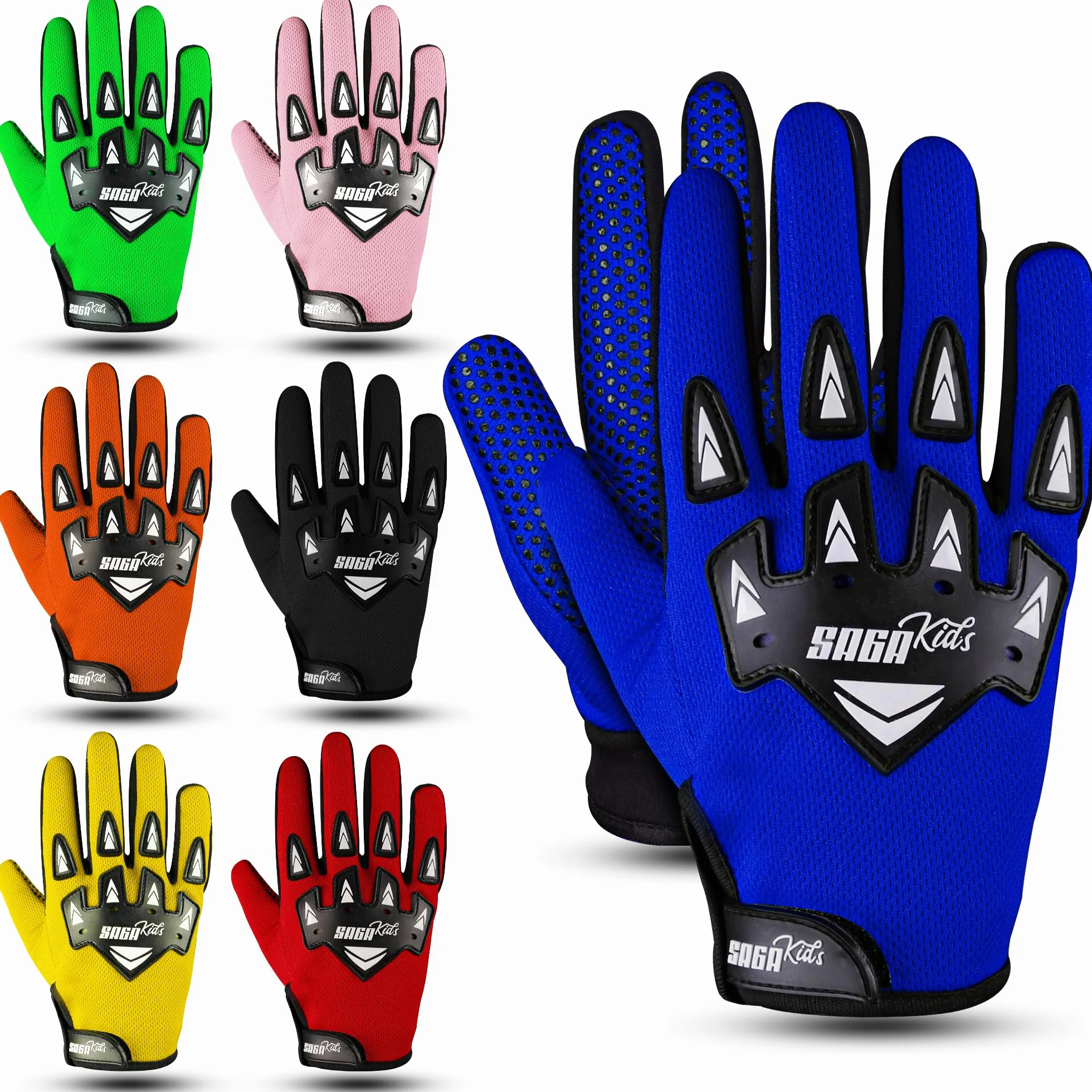 Rękawice rowerowe dla dzieci Trwałe i wygodne rękawice motocrossowe Idealna odzież motocyklowa dla Twojego dziecka (Blue, X-Large [10-12 Yrs])