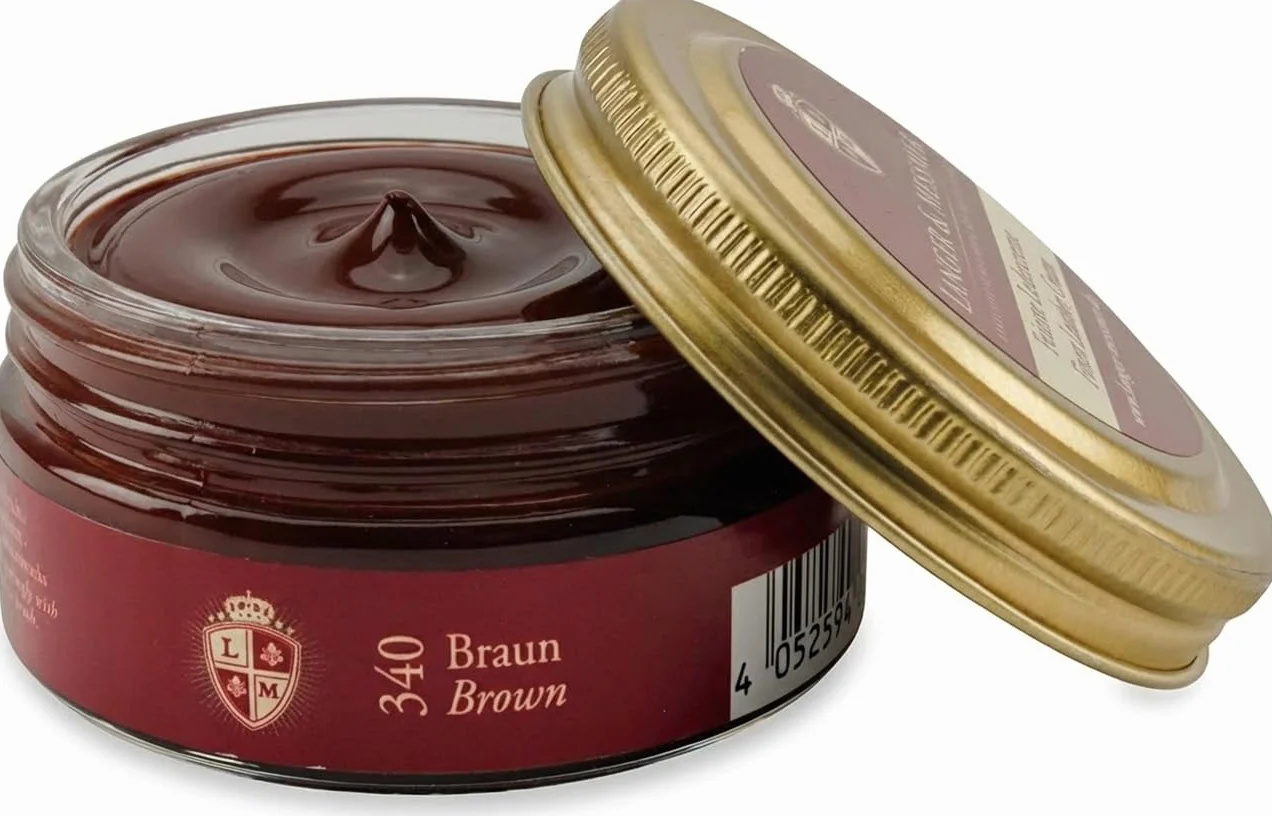 Langer & Messmer najdelikatniejszy krem do pielęgnacji gładkiej skóry – wysokiej jakości pasta do pielęgnacji butów 50 ml | nadaje się do wszystkich butów z gładkiej skóry | brązowy
