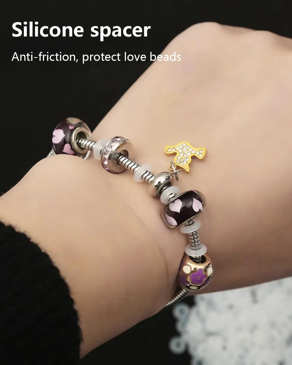 80 sztuk Przezroczysty silikonowy klips do samodzielnego użytku lub z klipsem blokady Spacer Chain Charms Wąż Charms, DIY Biżuteria Naprawa Akcesoria