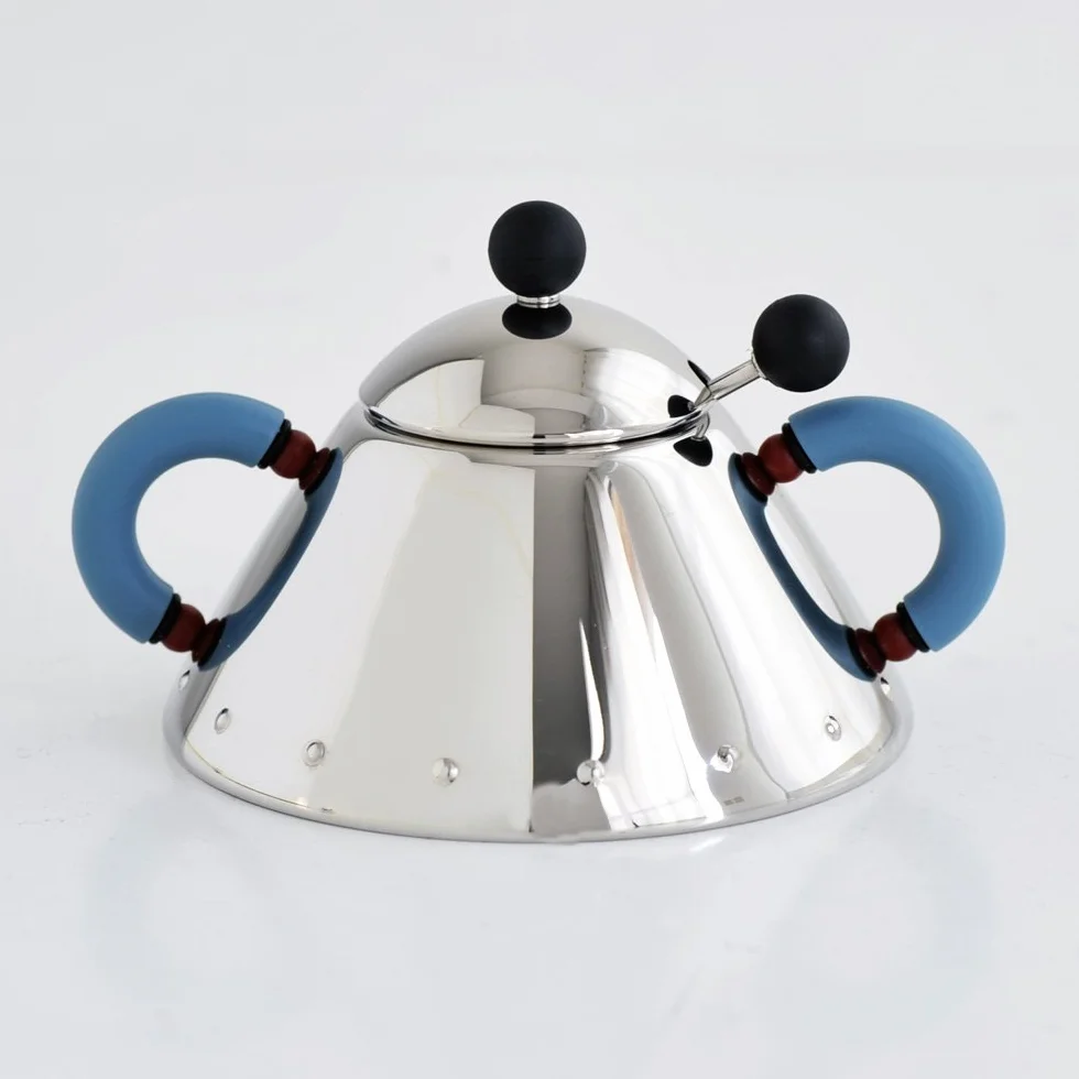 Alessi 9097 cukiernica ze stali nierdzewnej niebieska średnica 10,5 cm