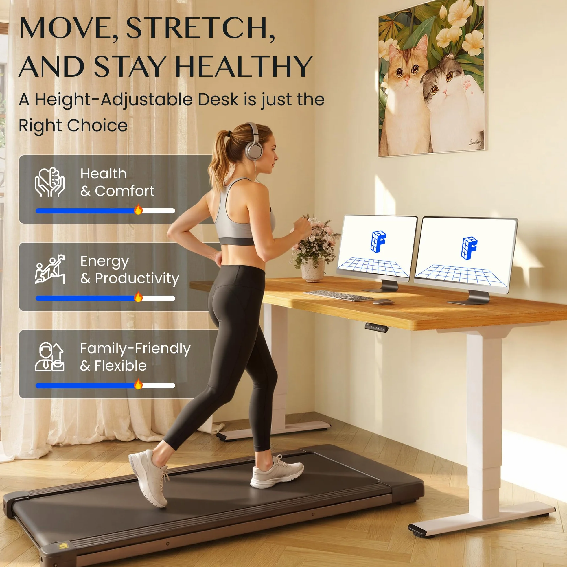 FLEXISPOT EC5 Regulowany Stelaż Biurka, Podwójny Silnik, Regulacja Wysokości 60–125 cm, Szary