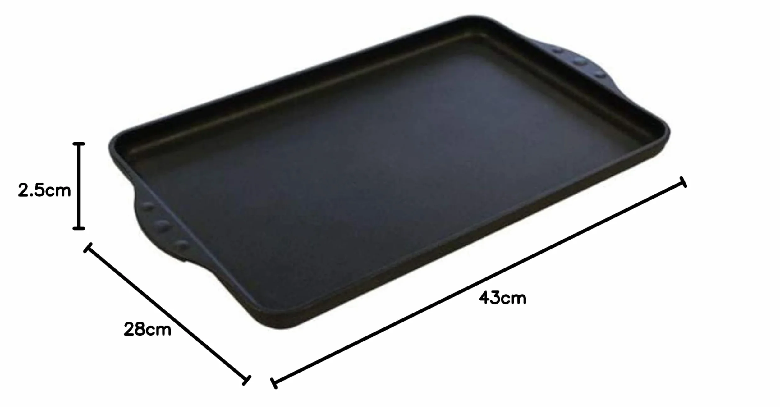 Ulubiona patelnia Teppanyaki płyta grillowa XXL 43 x 28 cm – z uchwytami bocznymi – gładka powłoka nieprzywierająca z odlewu aluminiowego do wszystkich rodzajów kuchenek, w tym indukcyjnych i