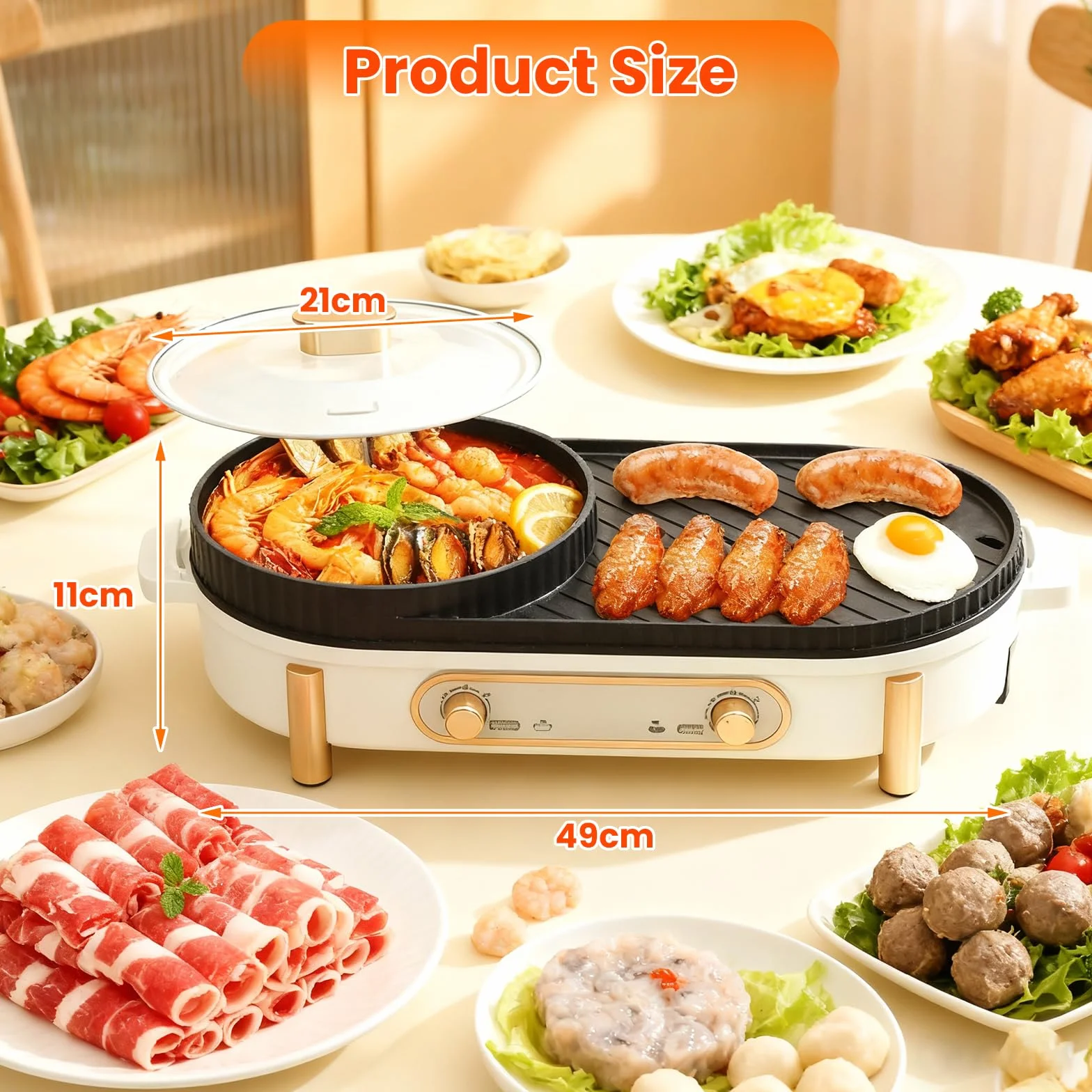 Elektryczny hot pot z grillem, 2 w 1 grill elektryczny, chiński garnek kuchenny, 220 V, 1700 W, elektryczny hot pots, koreański grill BBQ, na małe uroczystości rodzinne z trzema do sześciu osób