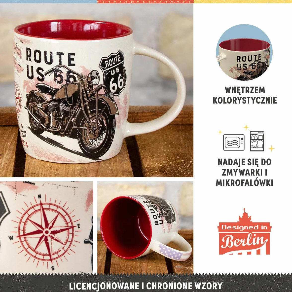 Nostalgic-Art Retro kubek ceramiczny 330 ml Route 66 Bike Map