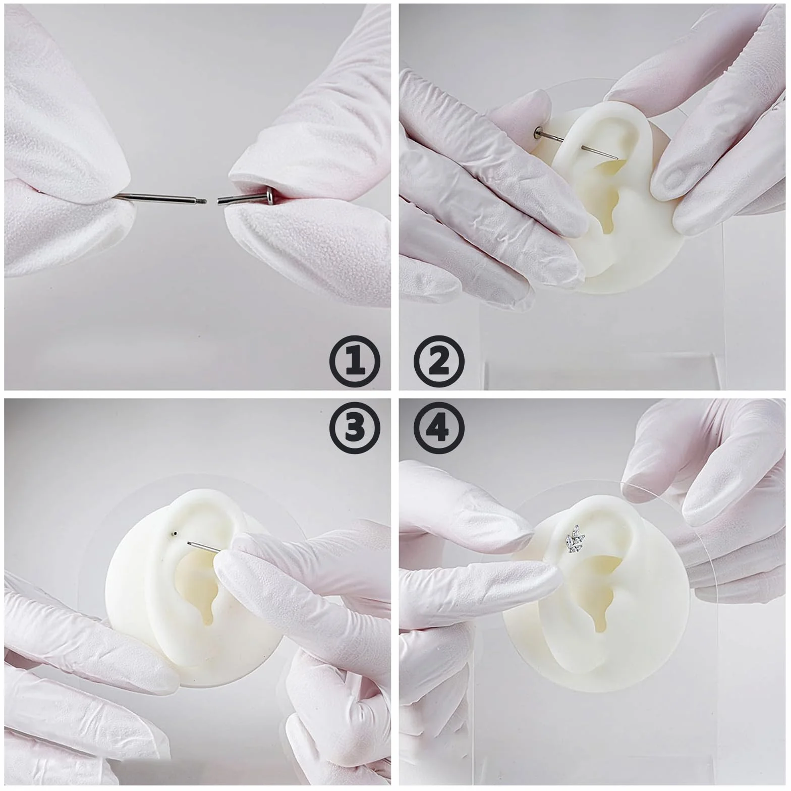 BDSHUNBF 4 sztuki piercingów Taper Pin Taper sztyft do piercingu ciała, stretching Assistant Tool do uszu, nosa, brwi