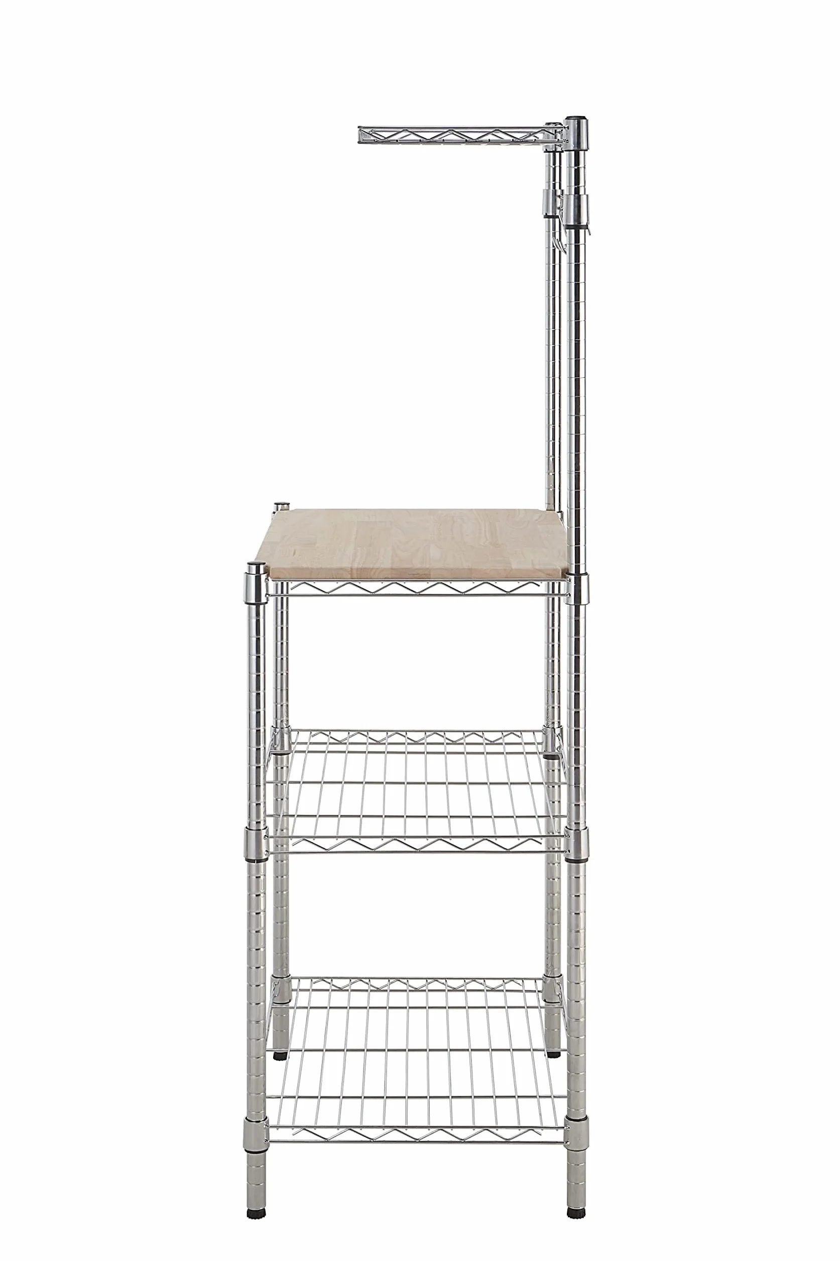 Amazon Basics półka kuchenna 3 stojak piekarski z drewnianym stołem 61 cm chrom beżowy