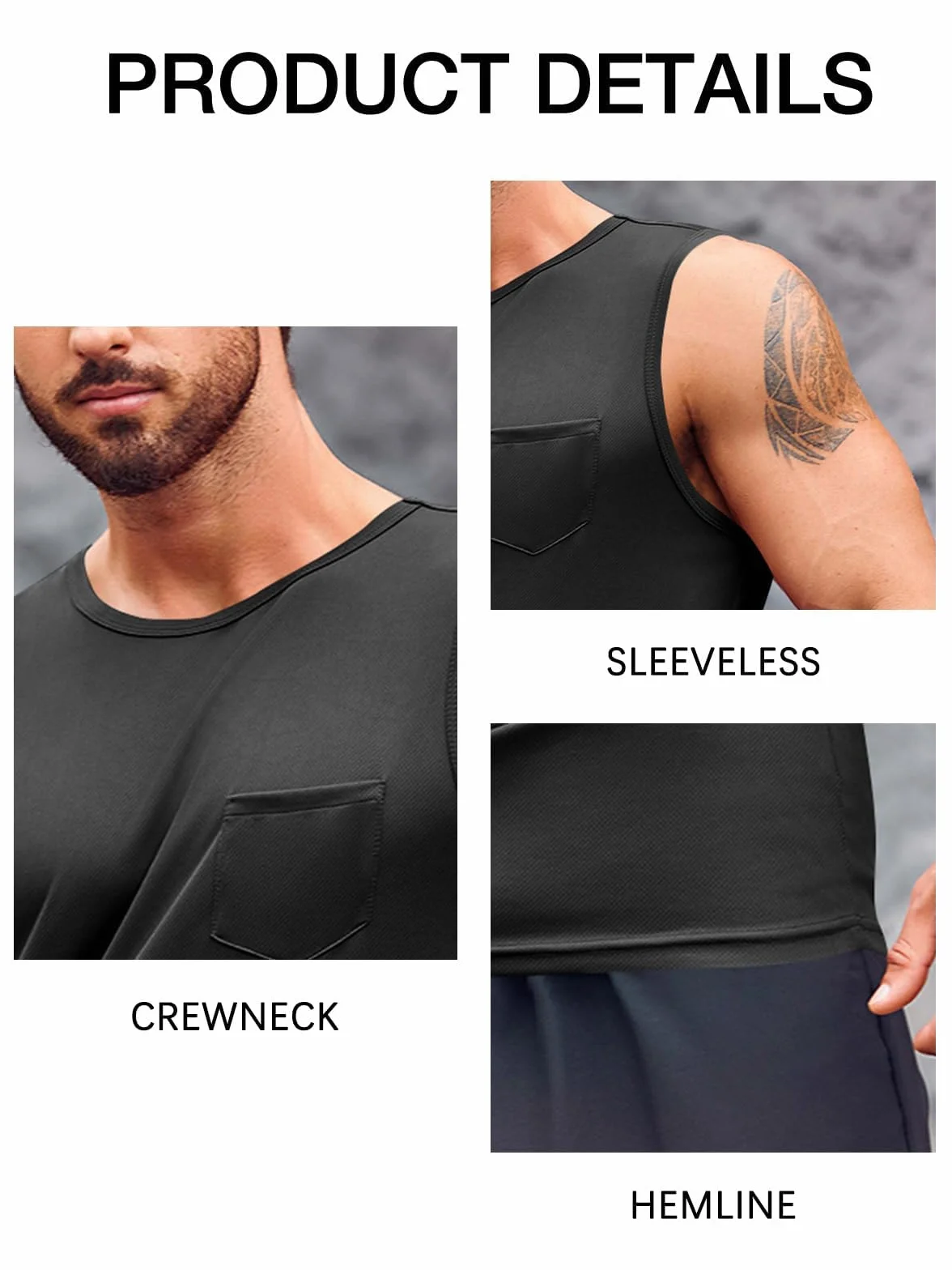 Runcati Tank Top, męski t-shirt bez rękawów, sportowy, do treningu, fitnessu, koszulka podkreślająca mięśnie, modna, do kulturystyki