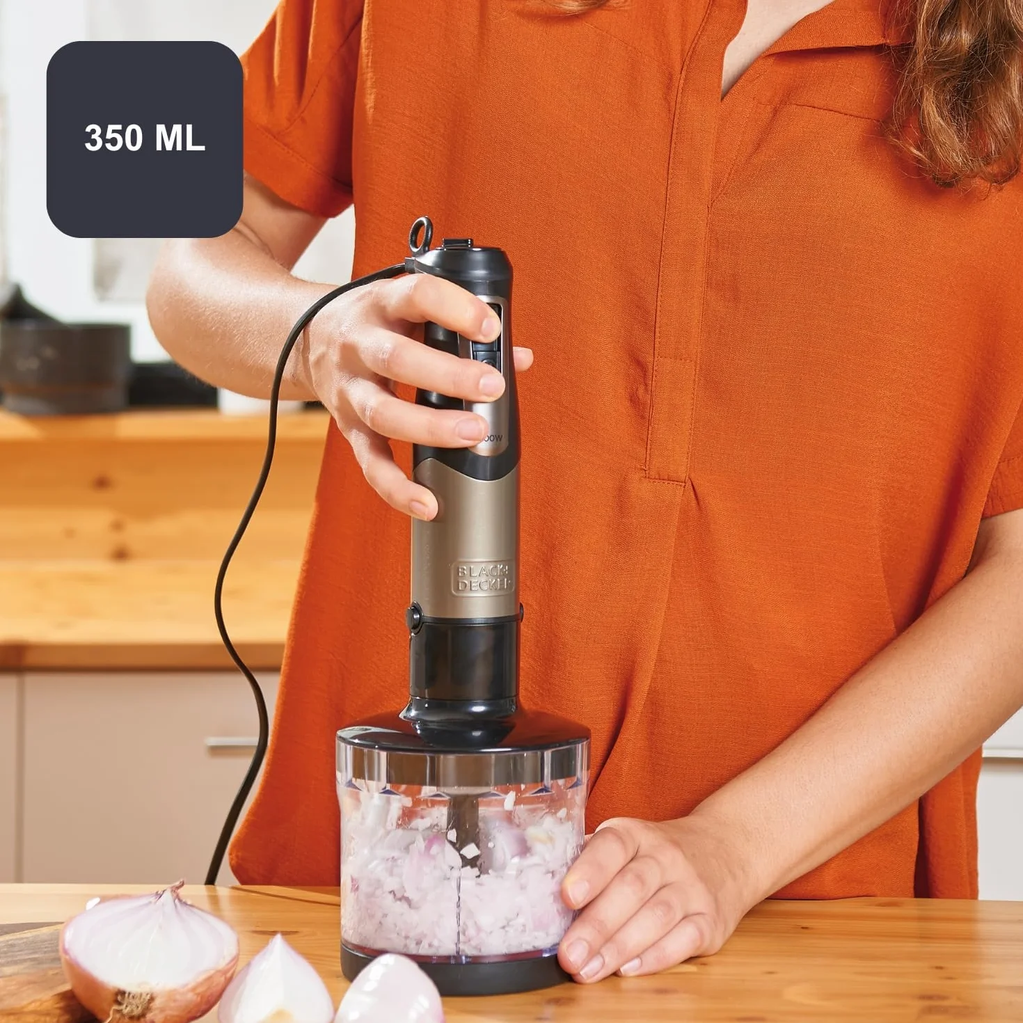 Black+Decker BXHBA1000E Blender Ręczny, Stal Nierdzewna, 1000 W, 1 L, Szary