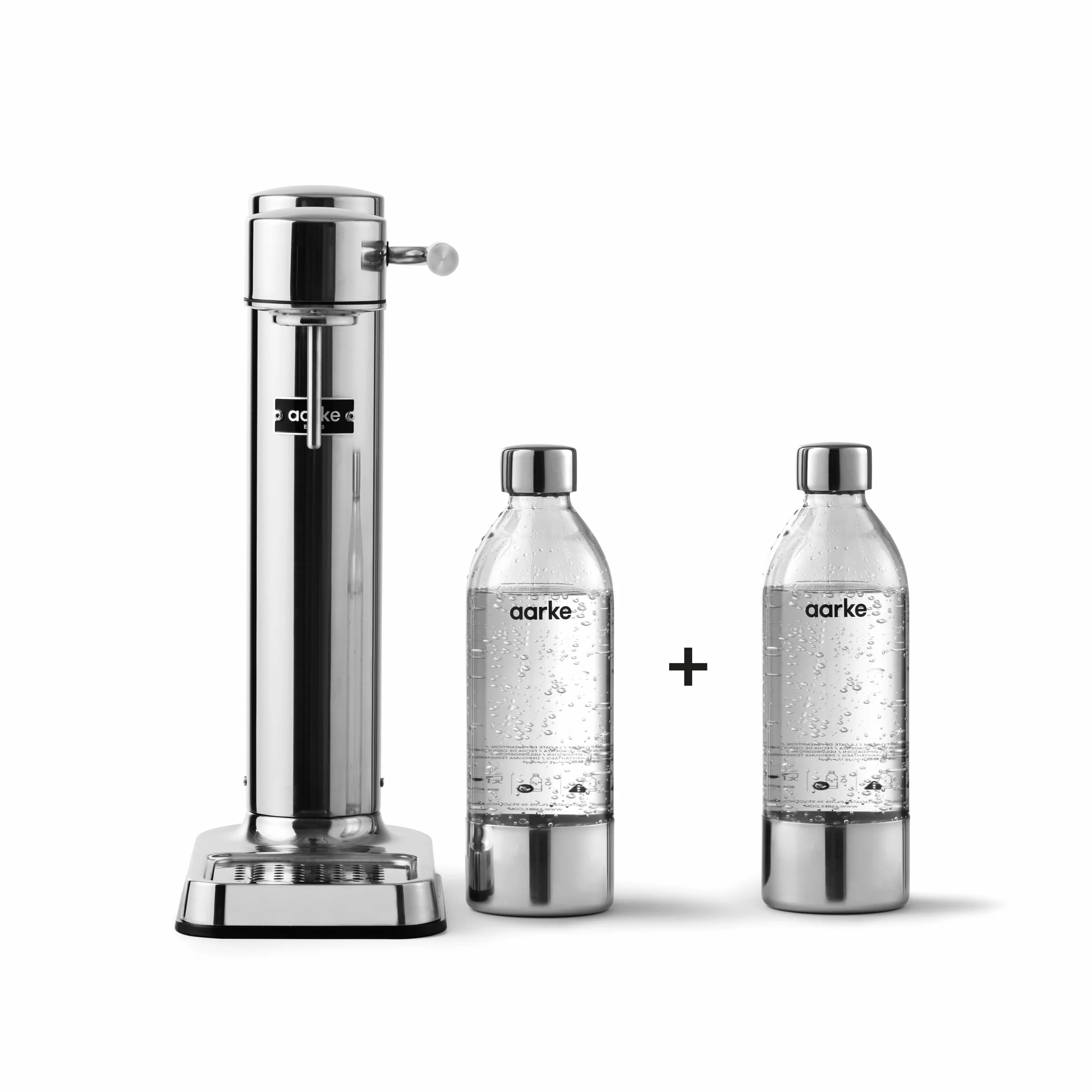 Aarke Carbonator 3, Saturator do Wody z Butelką (2 x 800ml), Wykończenie Stalowe