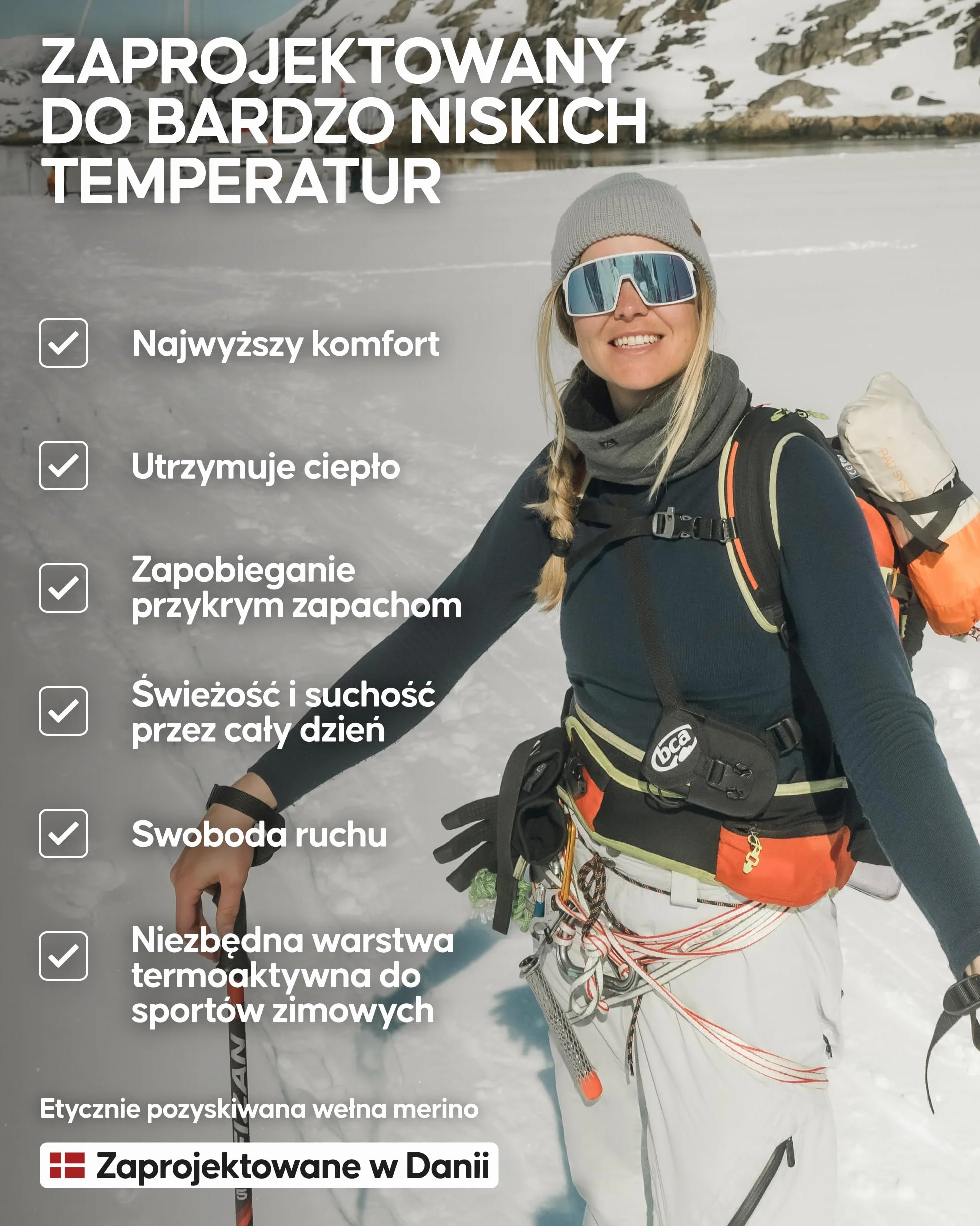 DANISH ENDURANCE Długie Spodnie z Wełny Merino dla Mężczyzn na Ekstremalne Zimno, Legginsy Termiczne na Zimę