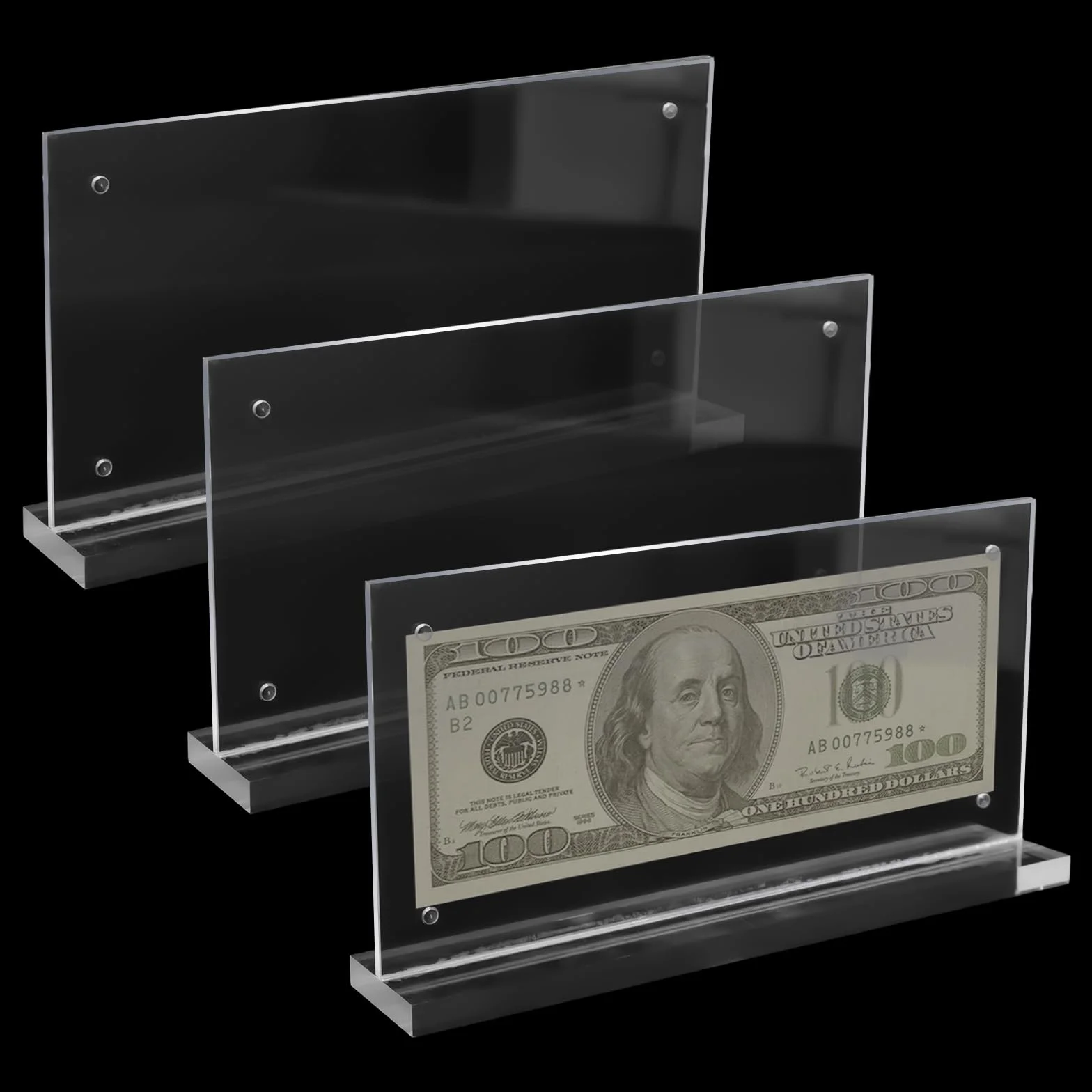 Akrylowa ramka na zdjęcia przezroczysta 10x20 cm na banknoty dolara