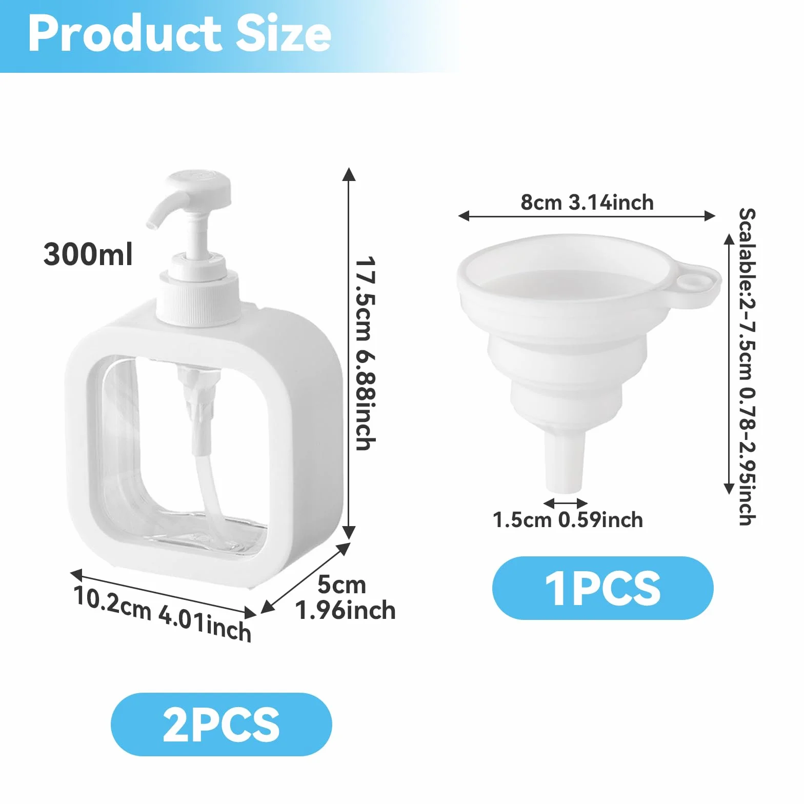 Dozownik mydła 300 ml przezroczysty plastikowy 2 szt