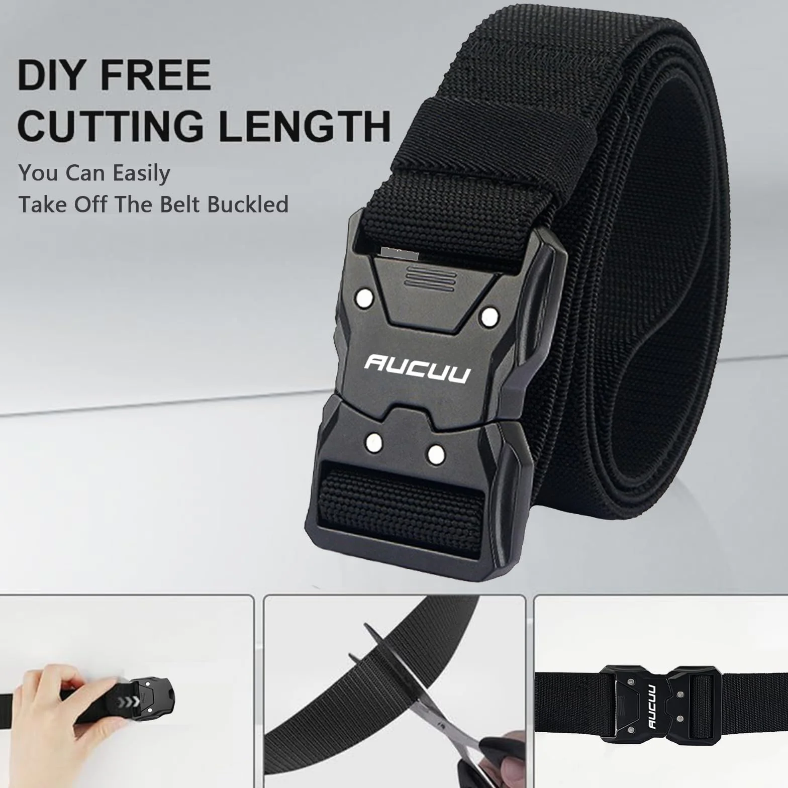 Aucuu Pasek taktyczny Quick Release, 135 cm, czarny
