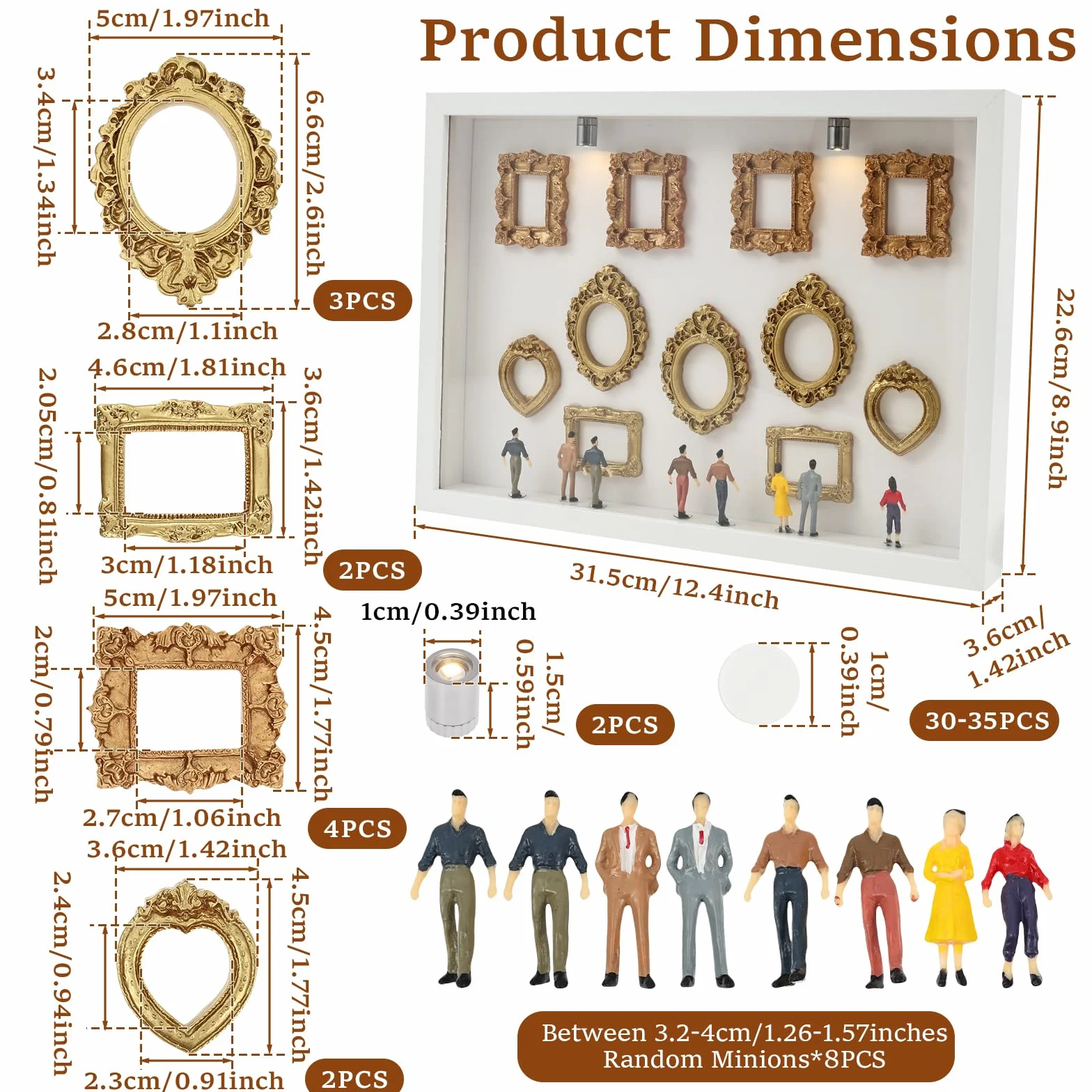 Zestaw DIY Mini Shadow Box Muzeum z 8 Ramkami i Figurkami