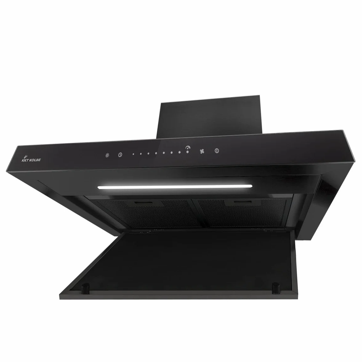 Okap kuchenny 60 cm stal nierdzewna czarne szkło WiFi FLAT6006S