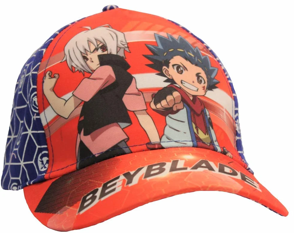 Beyblade Burst Czapka, czapka z daszkiem dla dzieci, dziewcząt i chłopców, z zapięciem na rzepy, regulowana w kolorze czerwono-niebieskim, czerwony, 54 cm