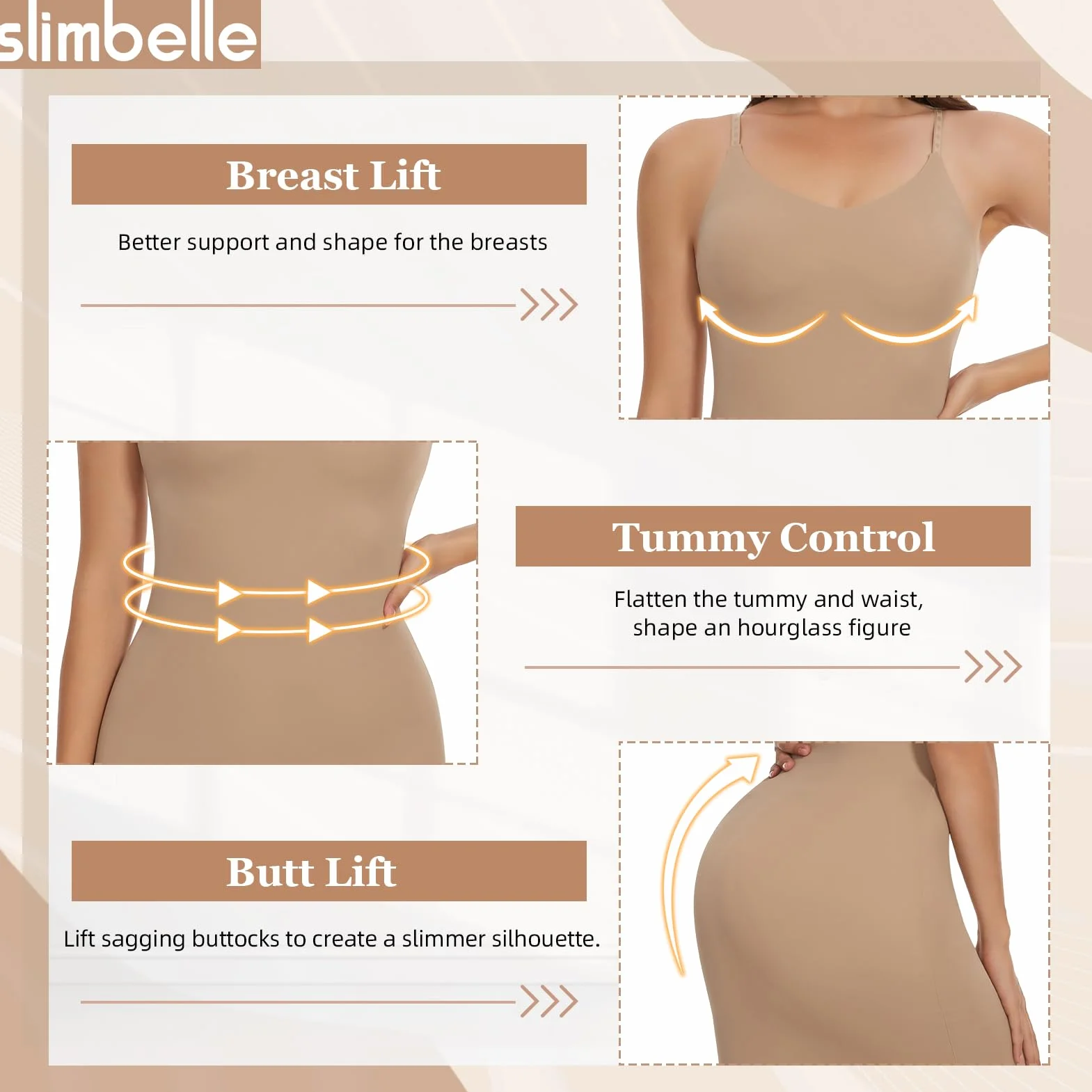 SLIMBELLE Sukienka gorsetowa dla kobiet, bezszwowa halka, bielizna modelująca sylwetkę, bielizna modelująca figurę, damska z ramiączkami, modelujące całe majtki